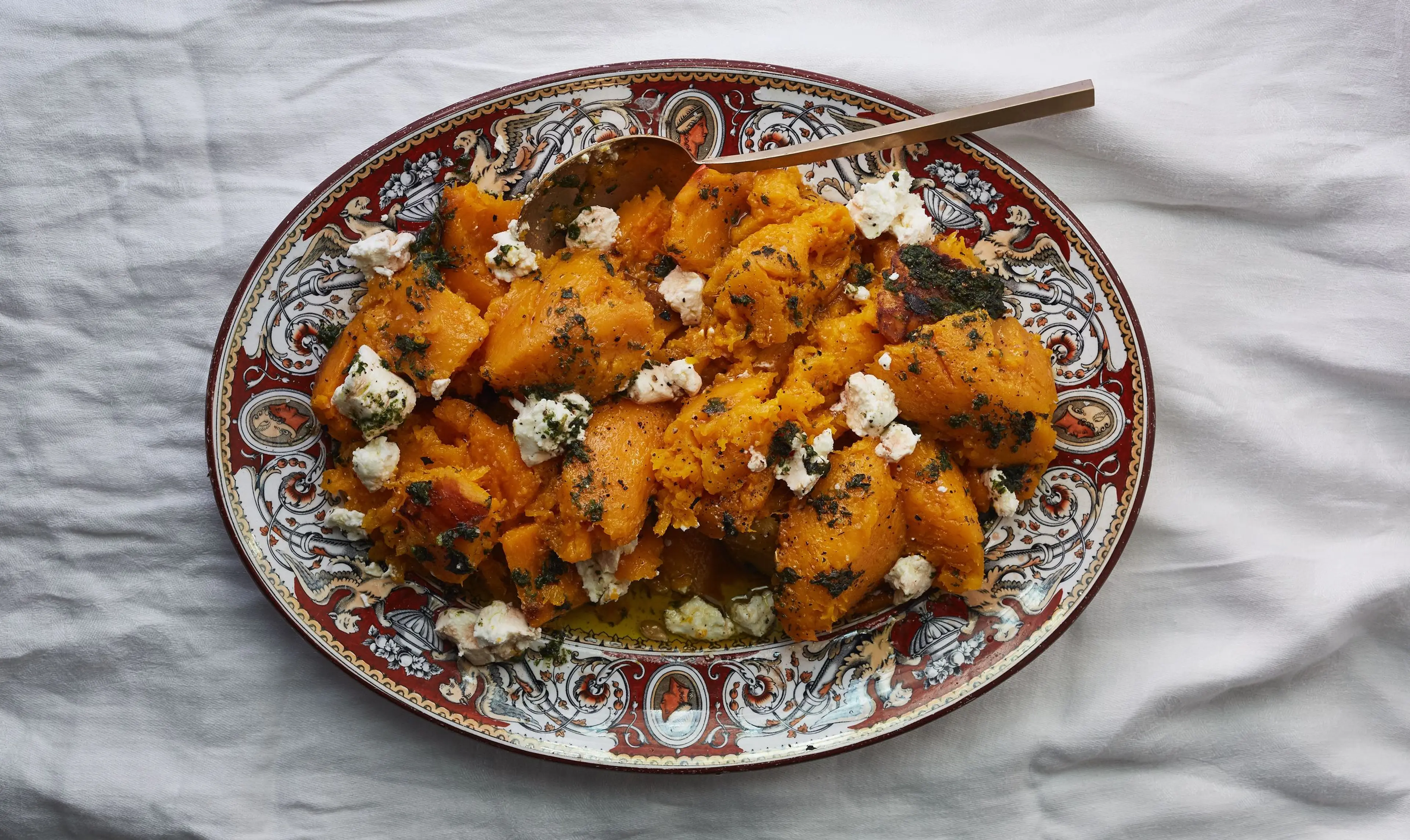 Roasted Butternut With Herb Oil and Goat Cheese
