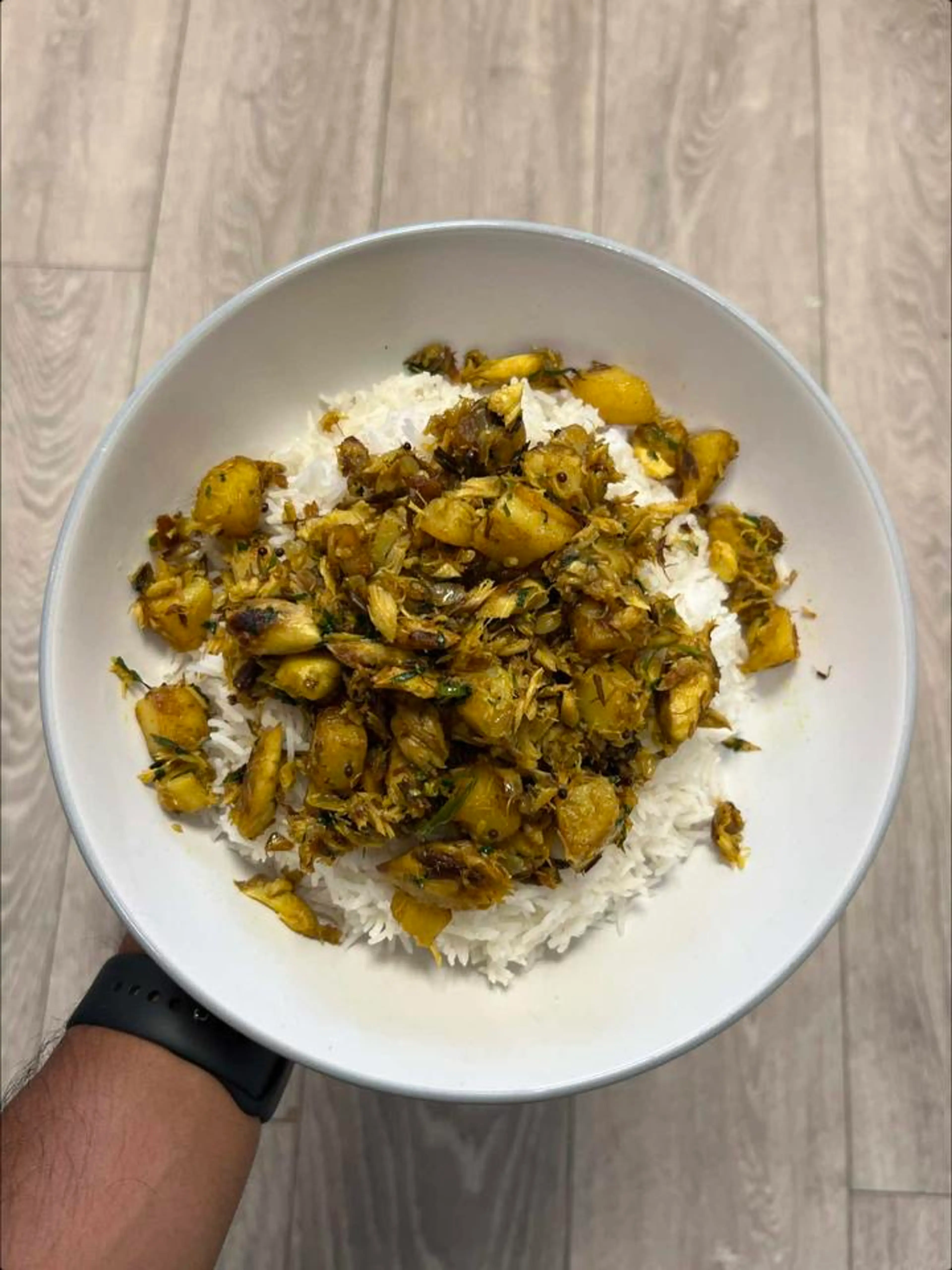 Mackerel And Potatoes On Rice