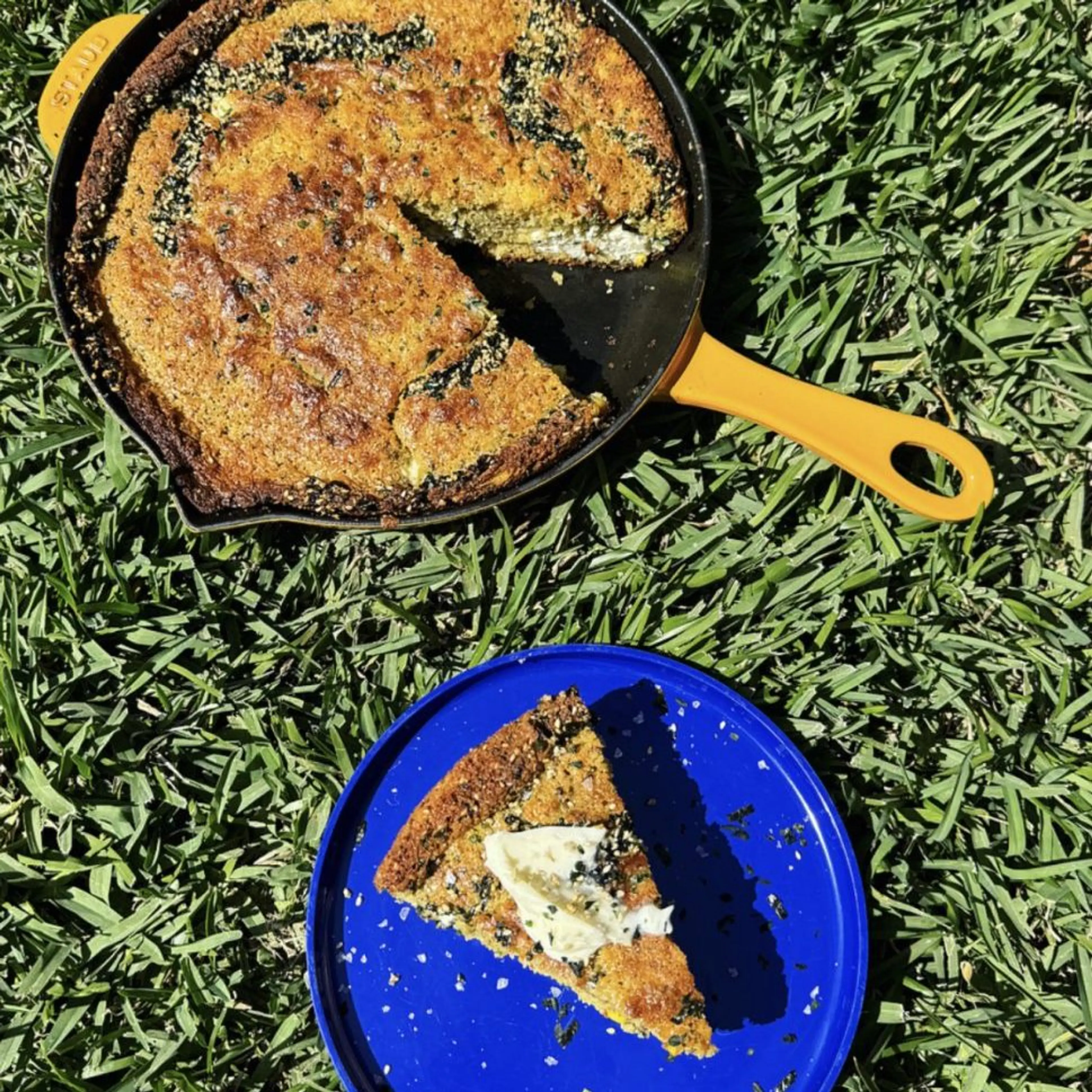 Sweet Corn, Furikake, and Ricotta Cornbread