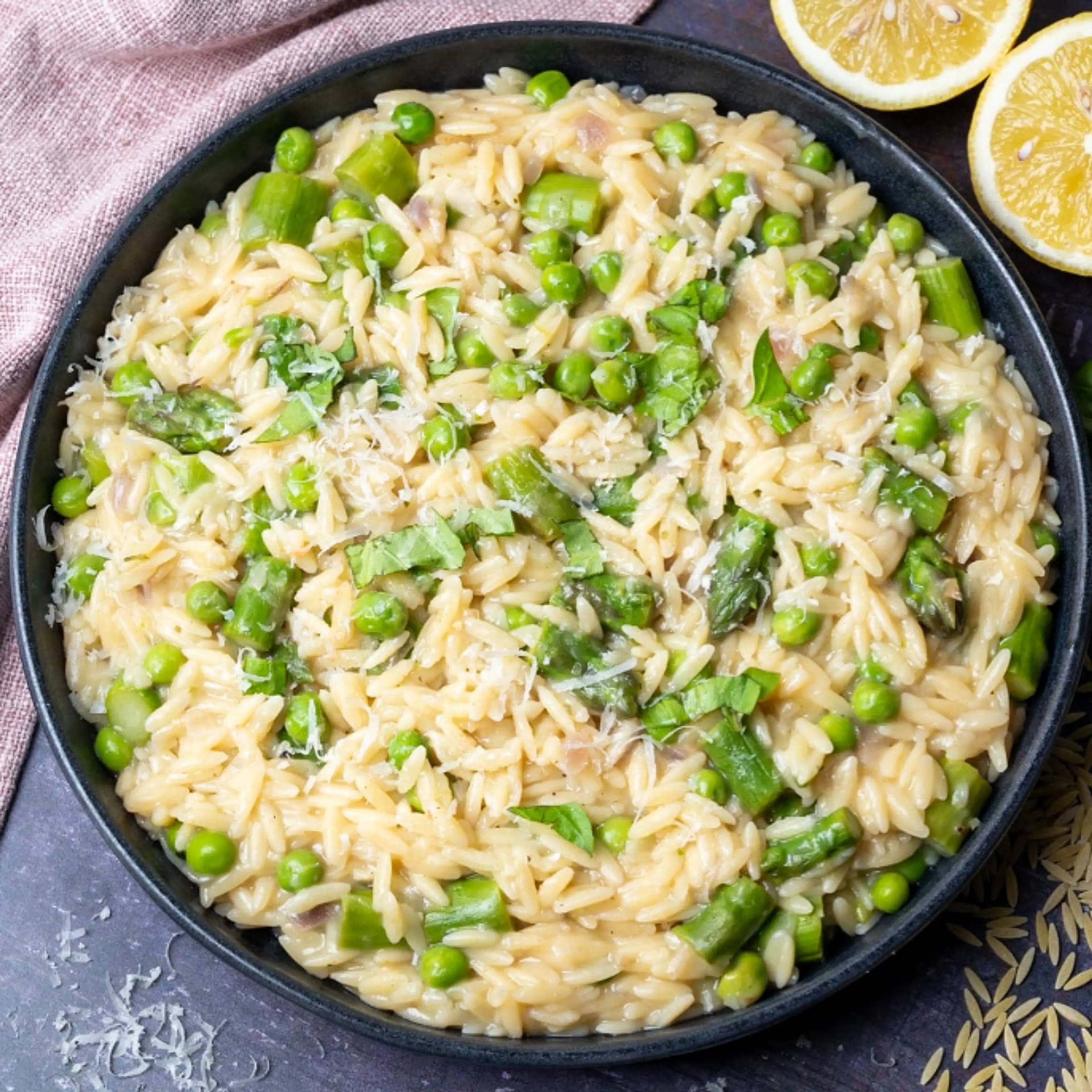 One Pot Orzo with Asparagus and Peas