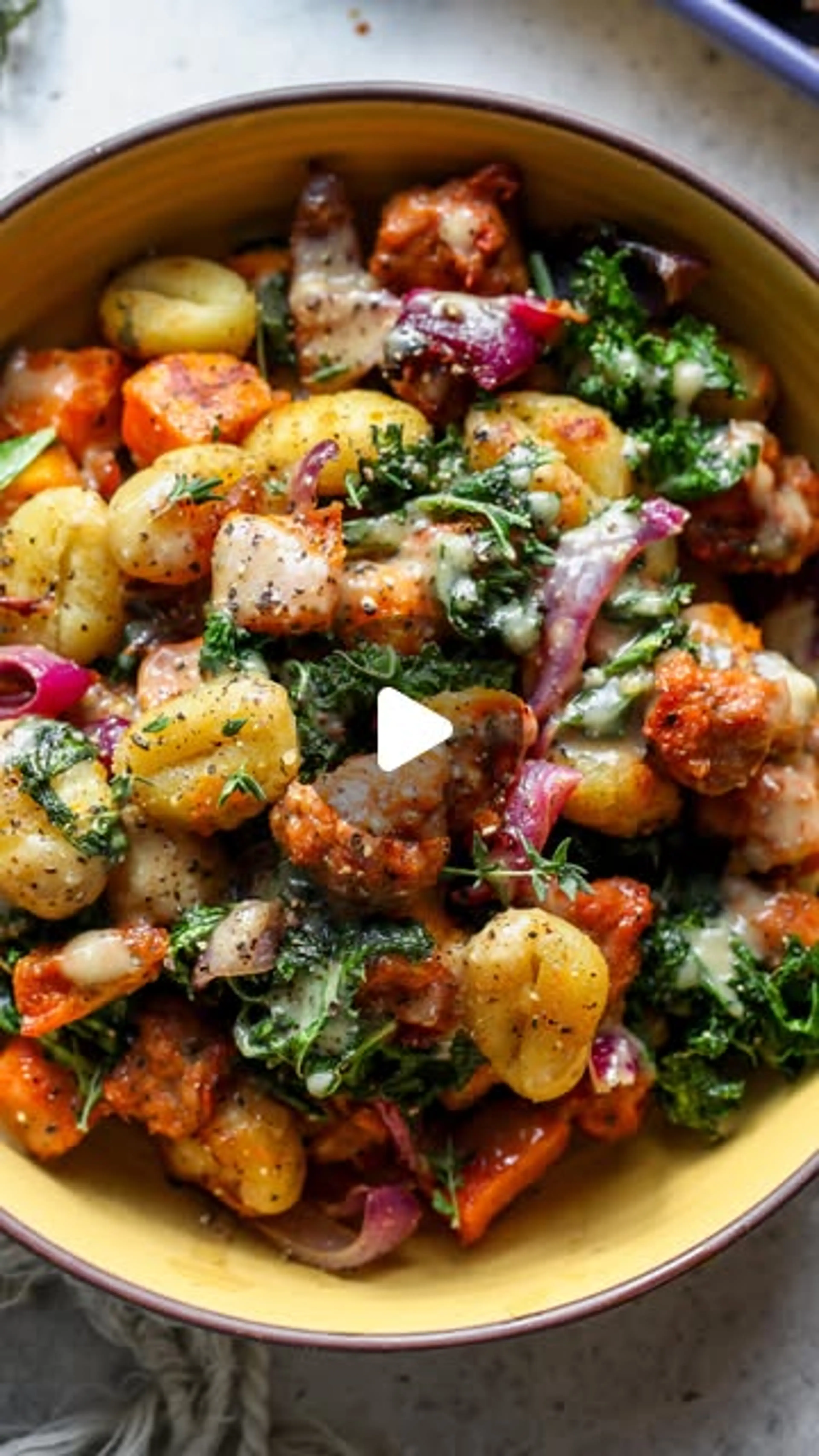Sheet Pan Butternut Squash and Sausage Gnocchi with Miso-cid
