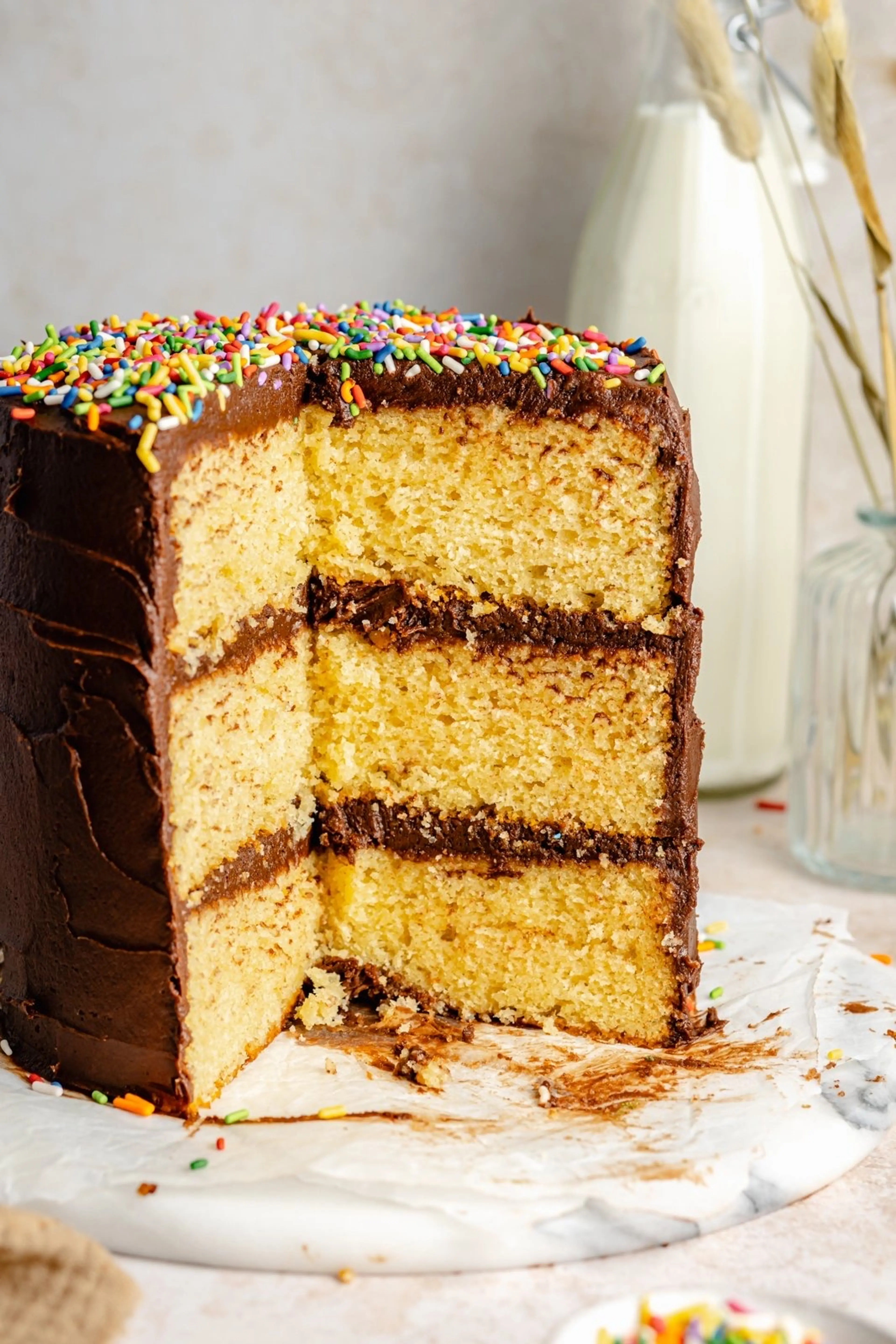 Dad’s Extraordinary Yellow Cake with Chocolate Buttercream F