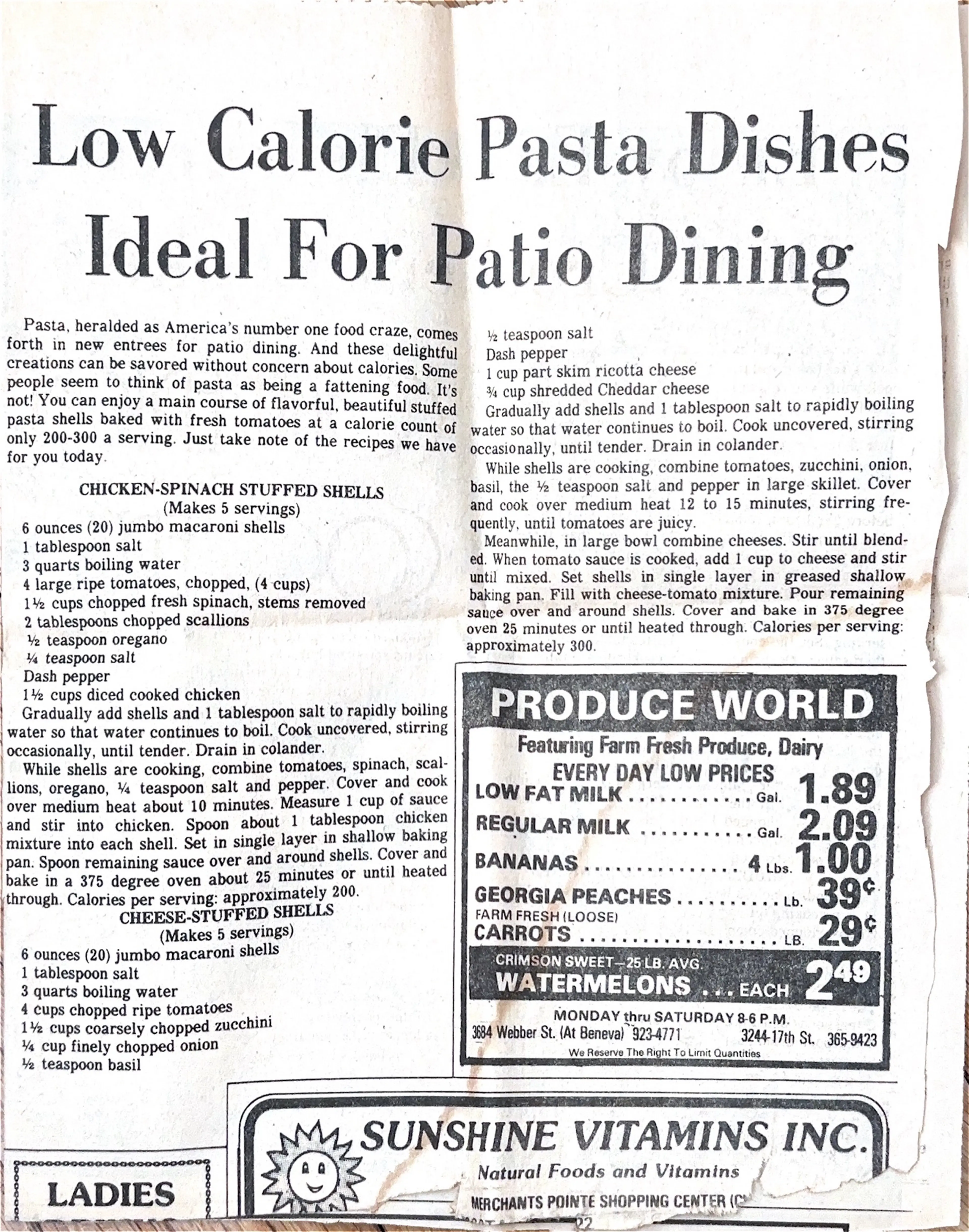 Low Calorie Pasta Dishes