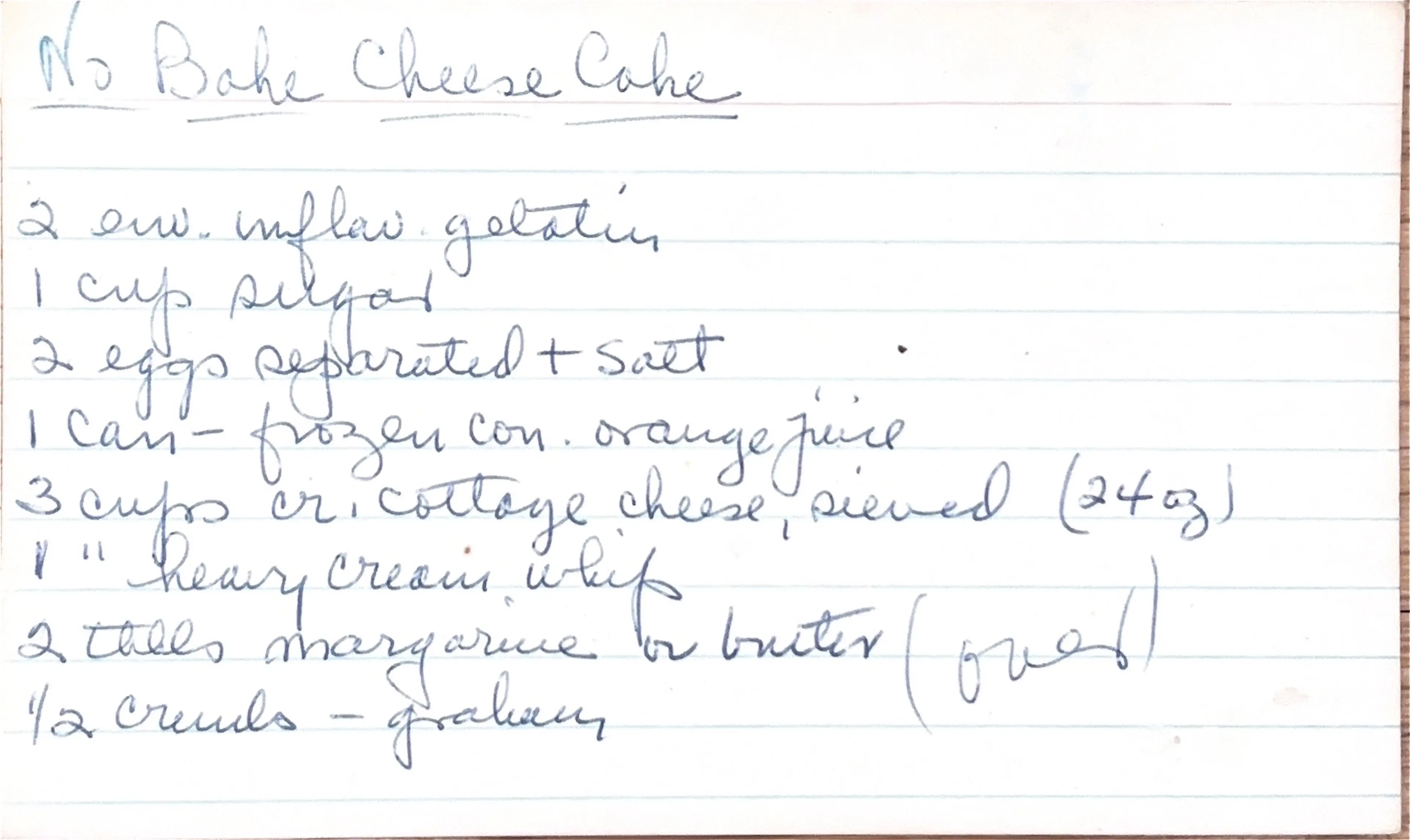 No Bake Cheese Cake