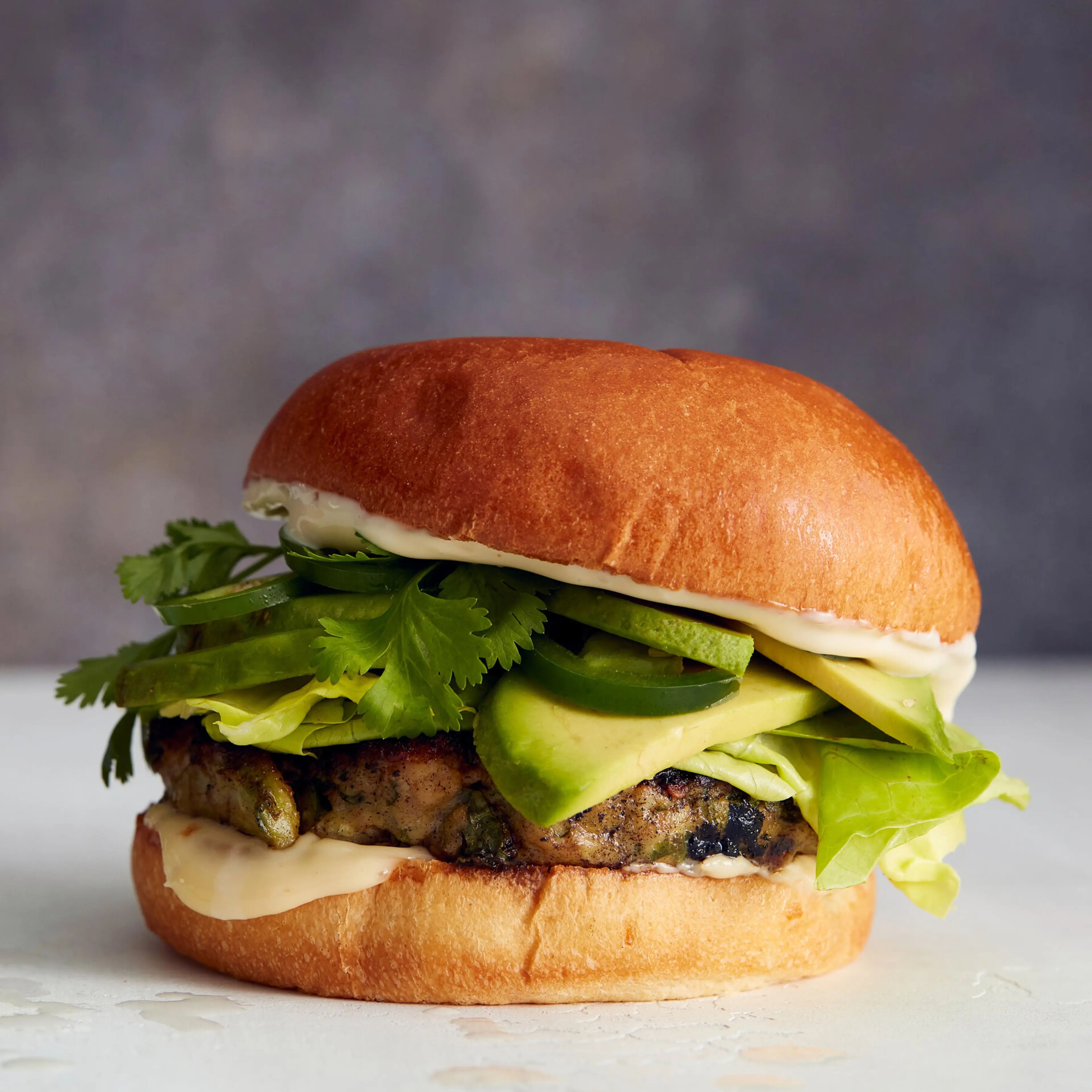 Smashed Avocado-Chicken Burgers