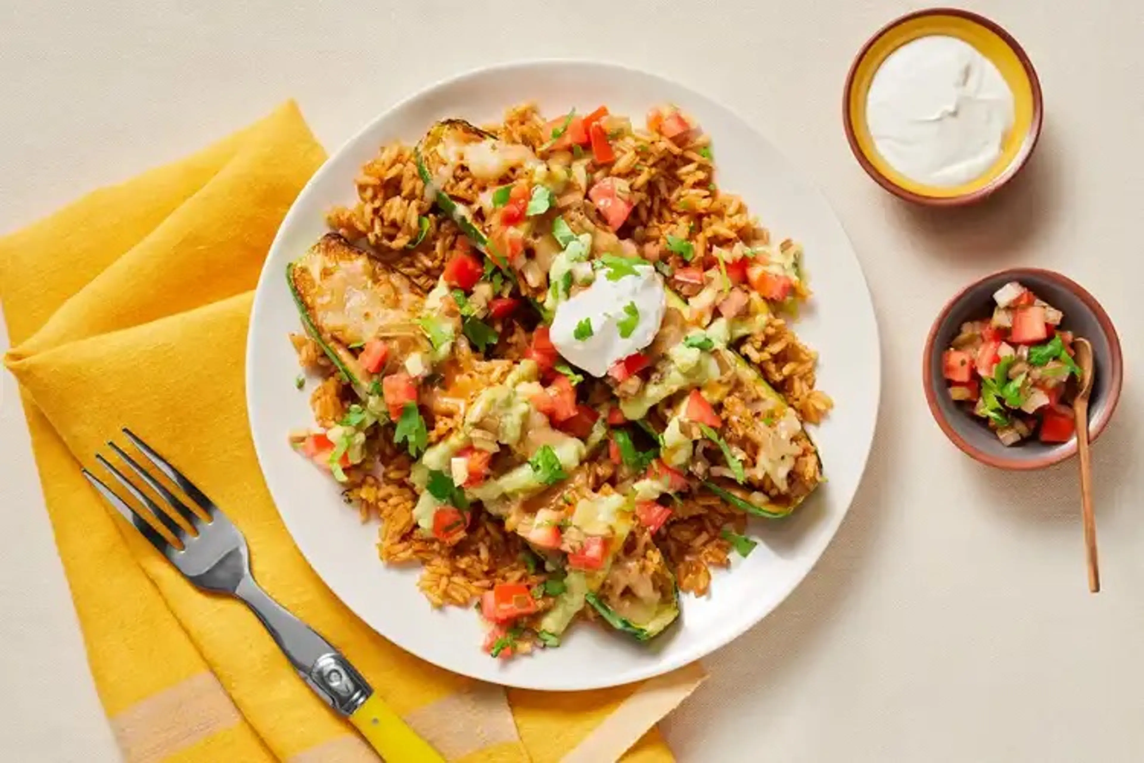 Southwest Stuffed Zucchini Boats with Pico de Gallo, Avocado