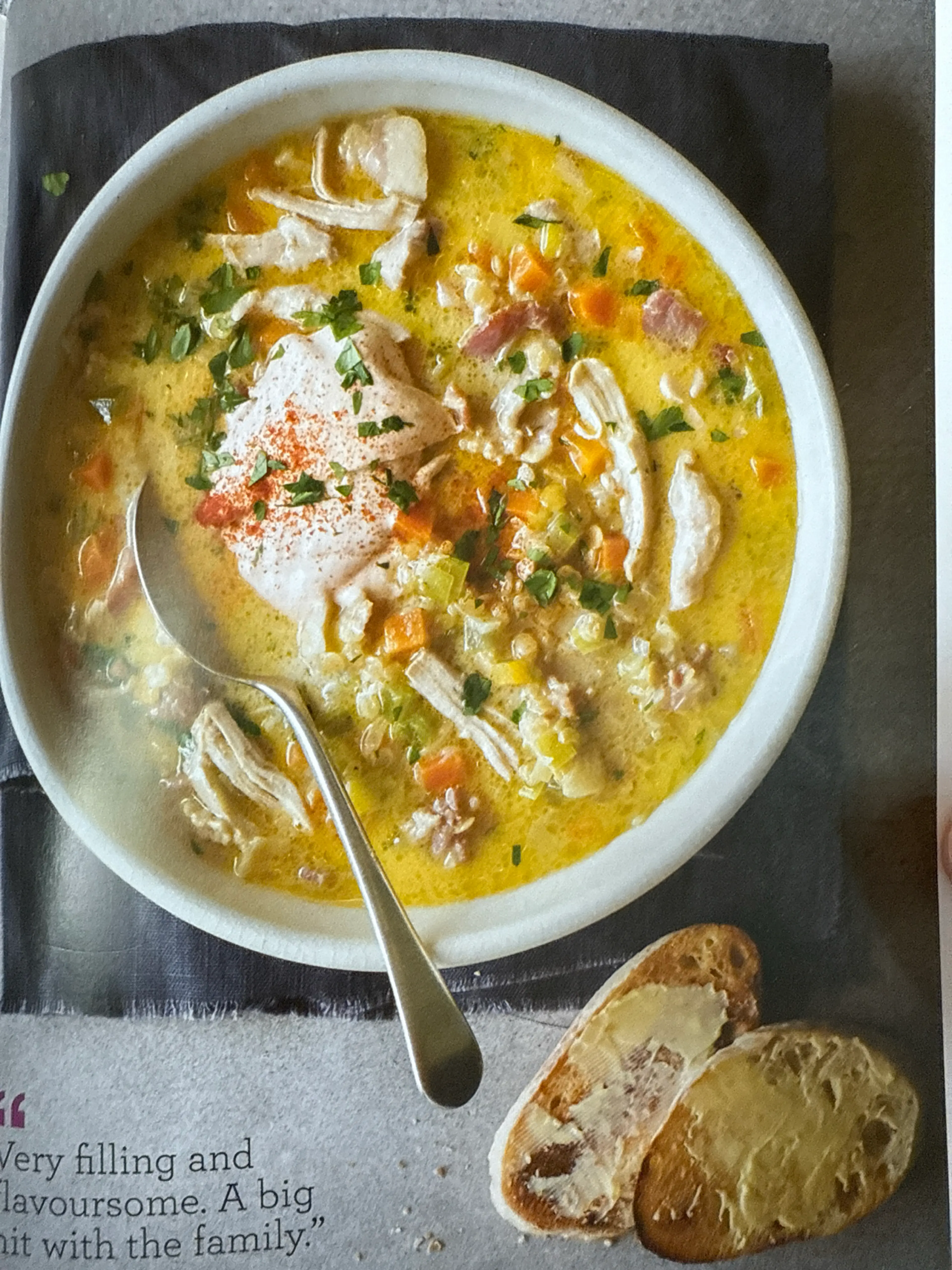 Creamy Chicken, Bacon and Lentil Soup