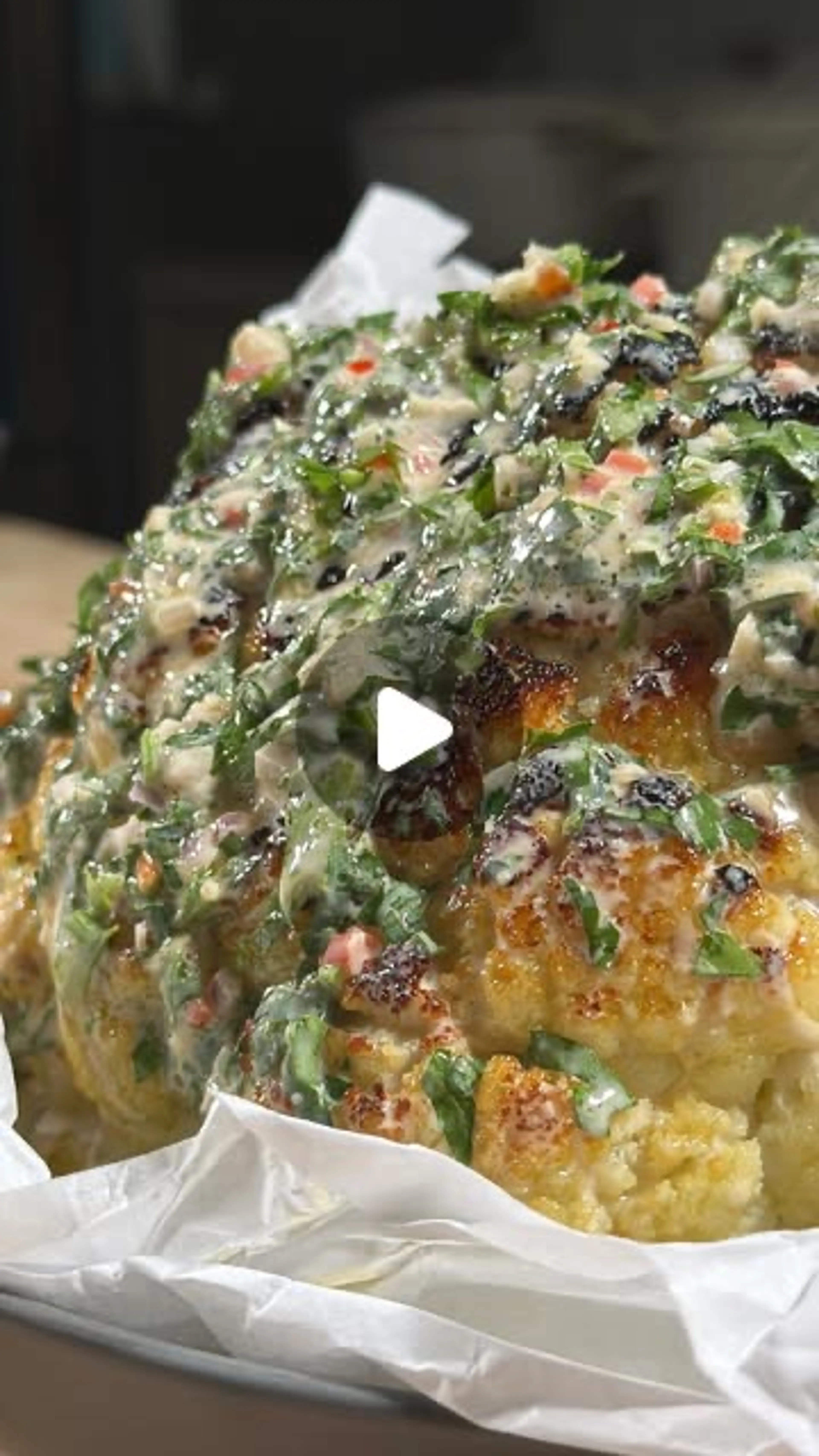 Roasted Cauliflower With Tahini And Chimichurri