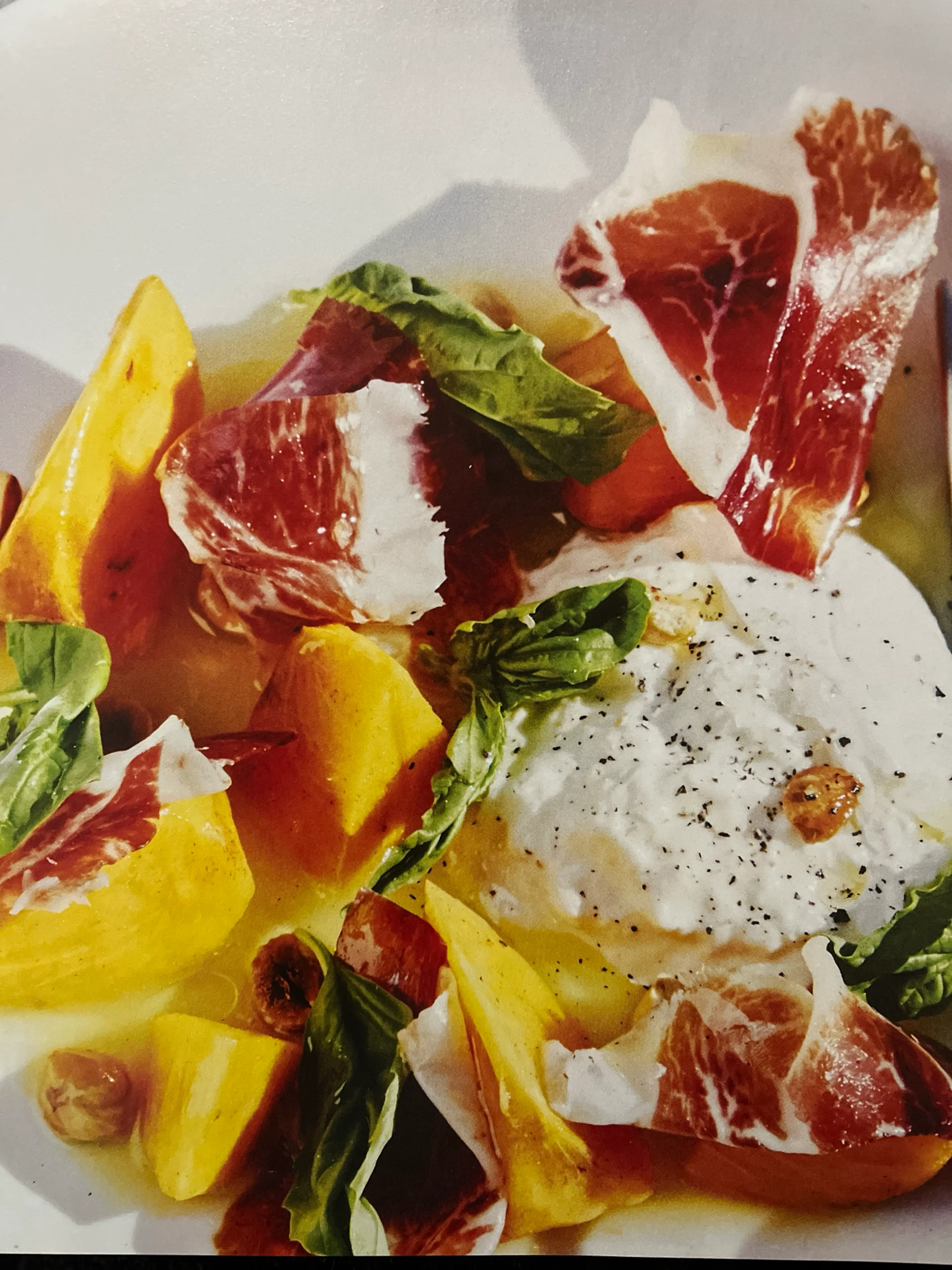 PERSIMMON, BURRATA, AND JAMÓN SALAD