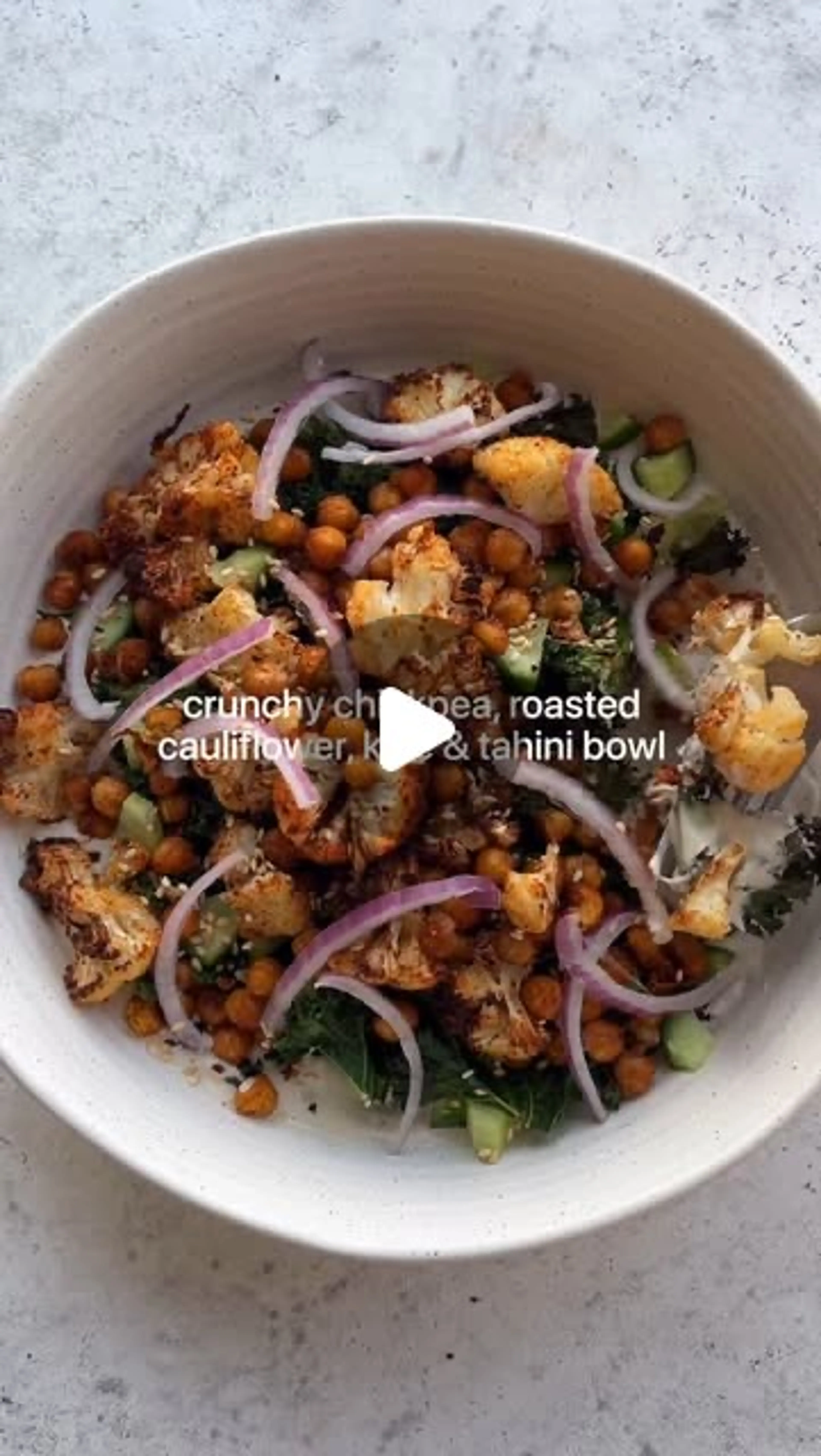 Crunchy Chickpea, Roasted Cauliflower, kale, And Tahini Bowl