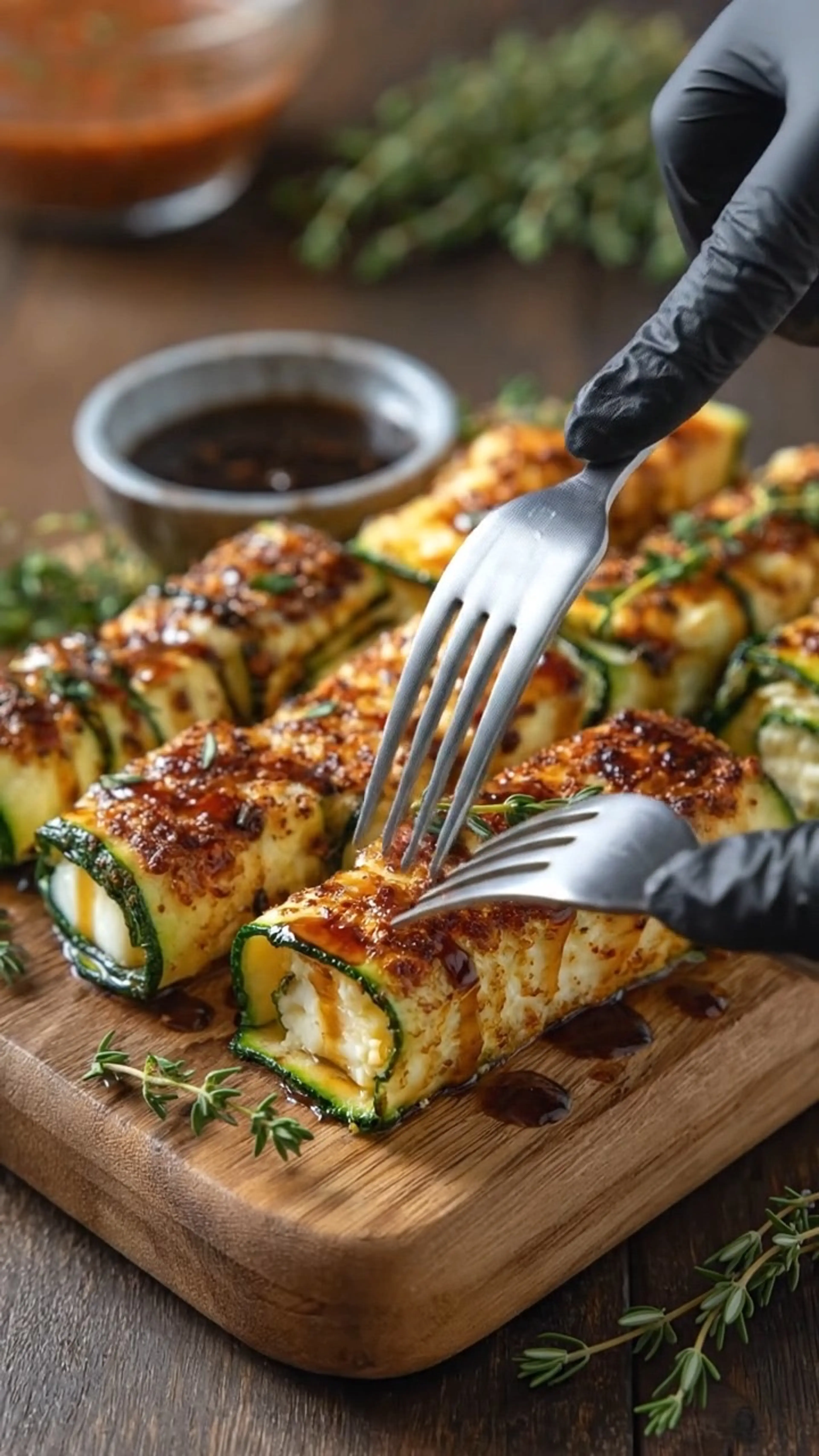 Honey & Mustard Halloumi in Zucchini Blankets