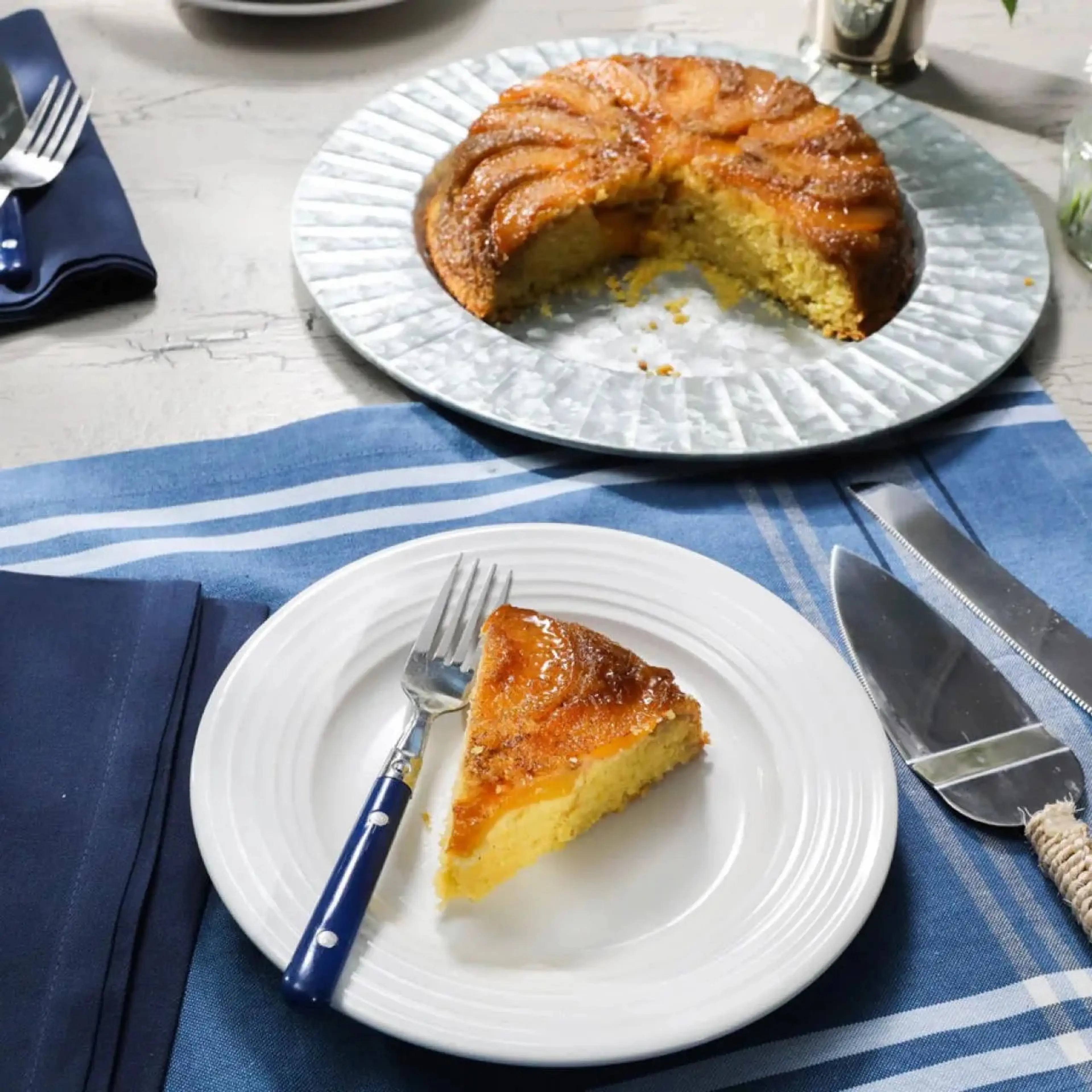 Upside-Down Peach Cornbread Cake