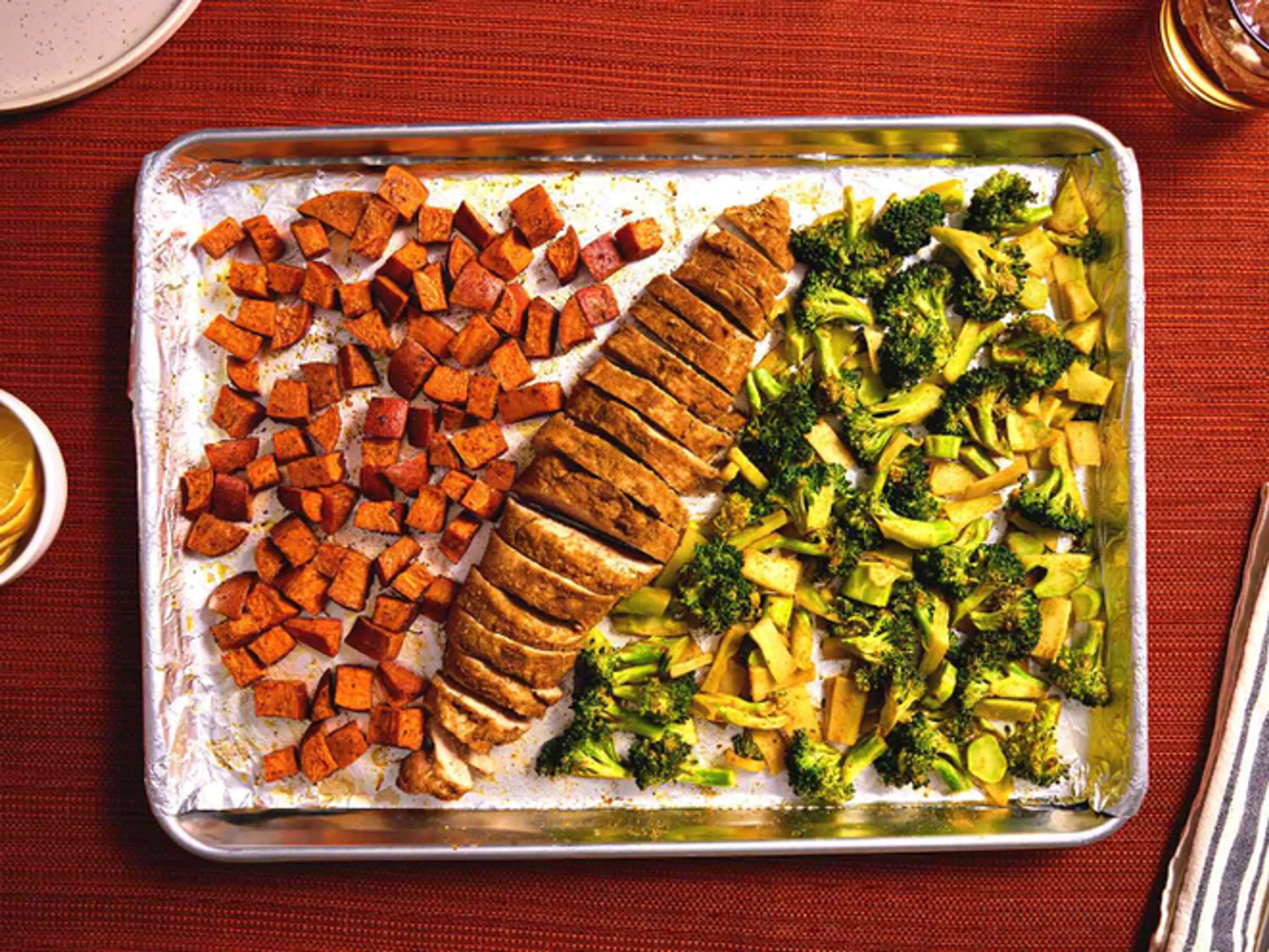 Sheet-Pan Pork Tenderloin With Sweet Potatoes and Broccoli