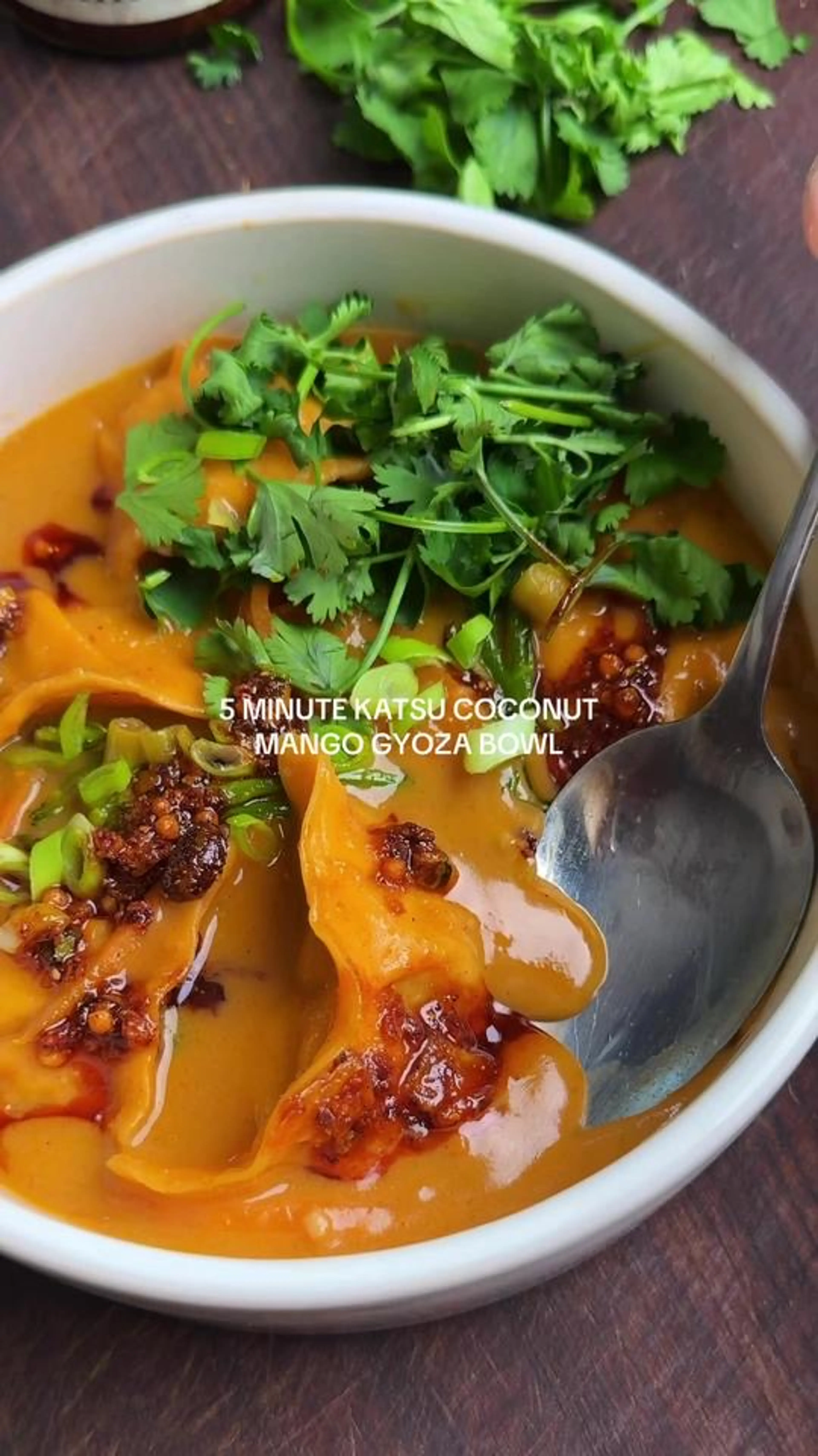 5 Minute Katsu Coconut Mango Gyoza Bowl