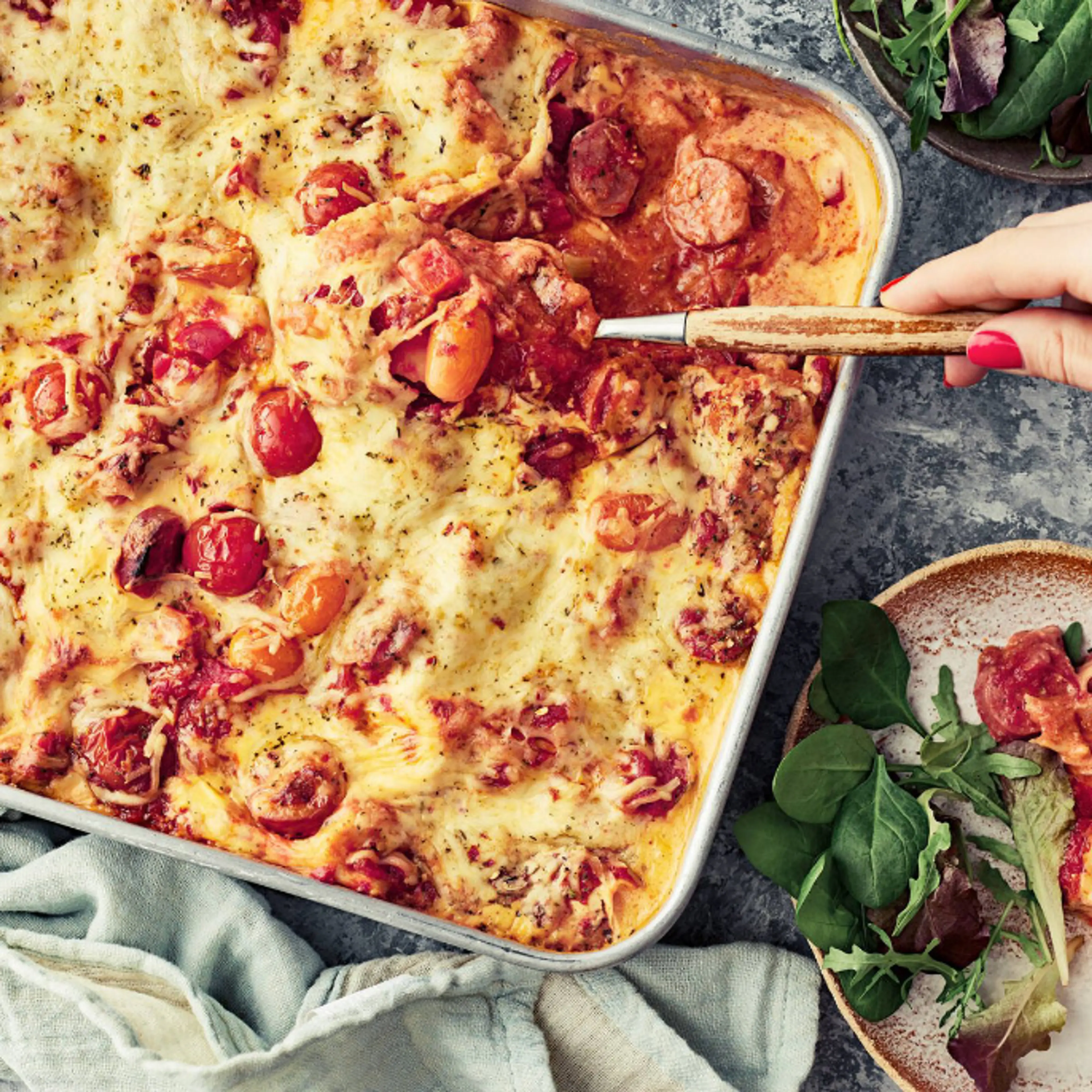 Chorizolasagne pellillä