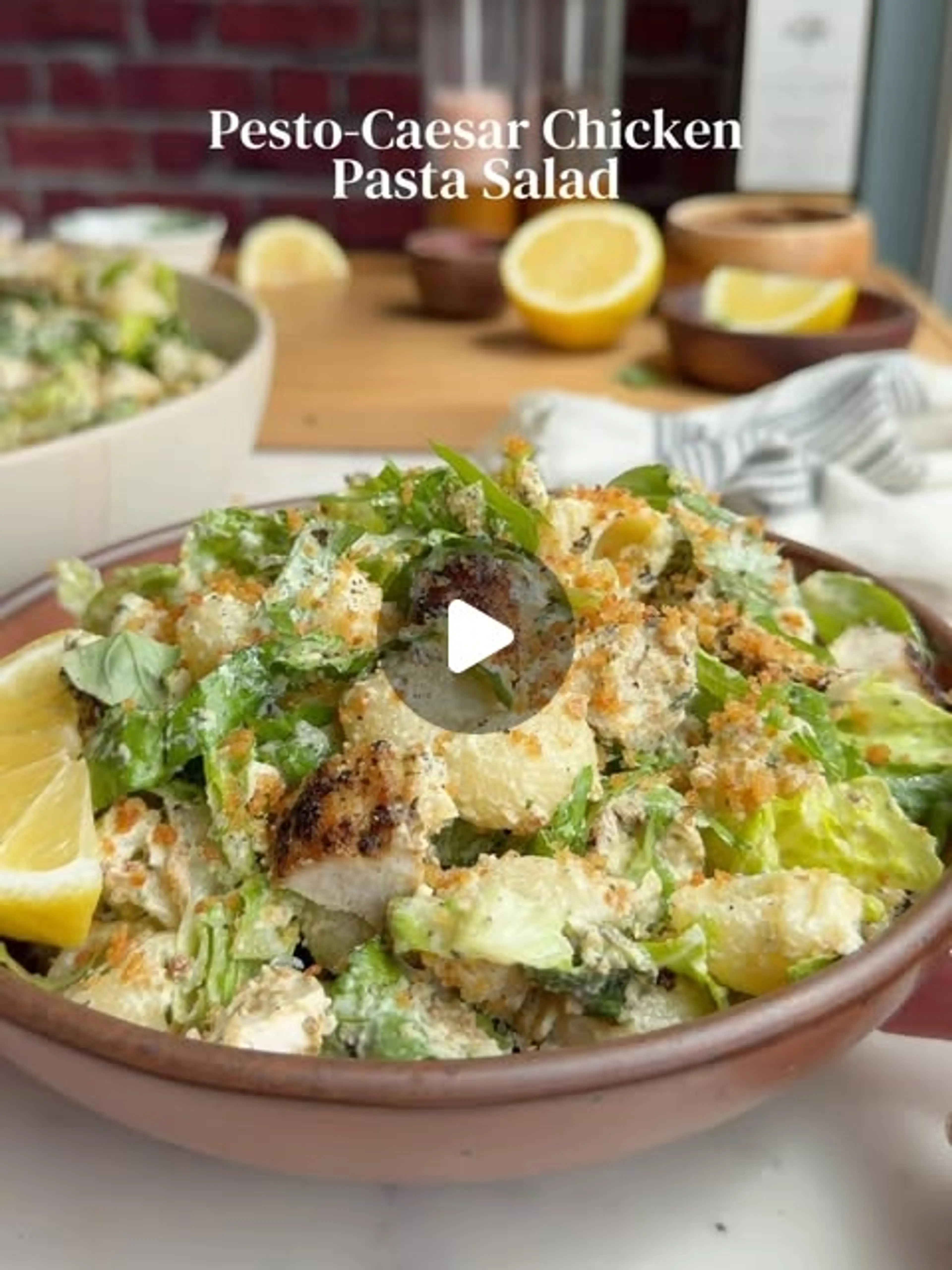 Pesto Chicken Caesar Pasta Salad
