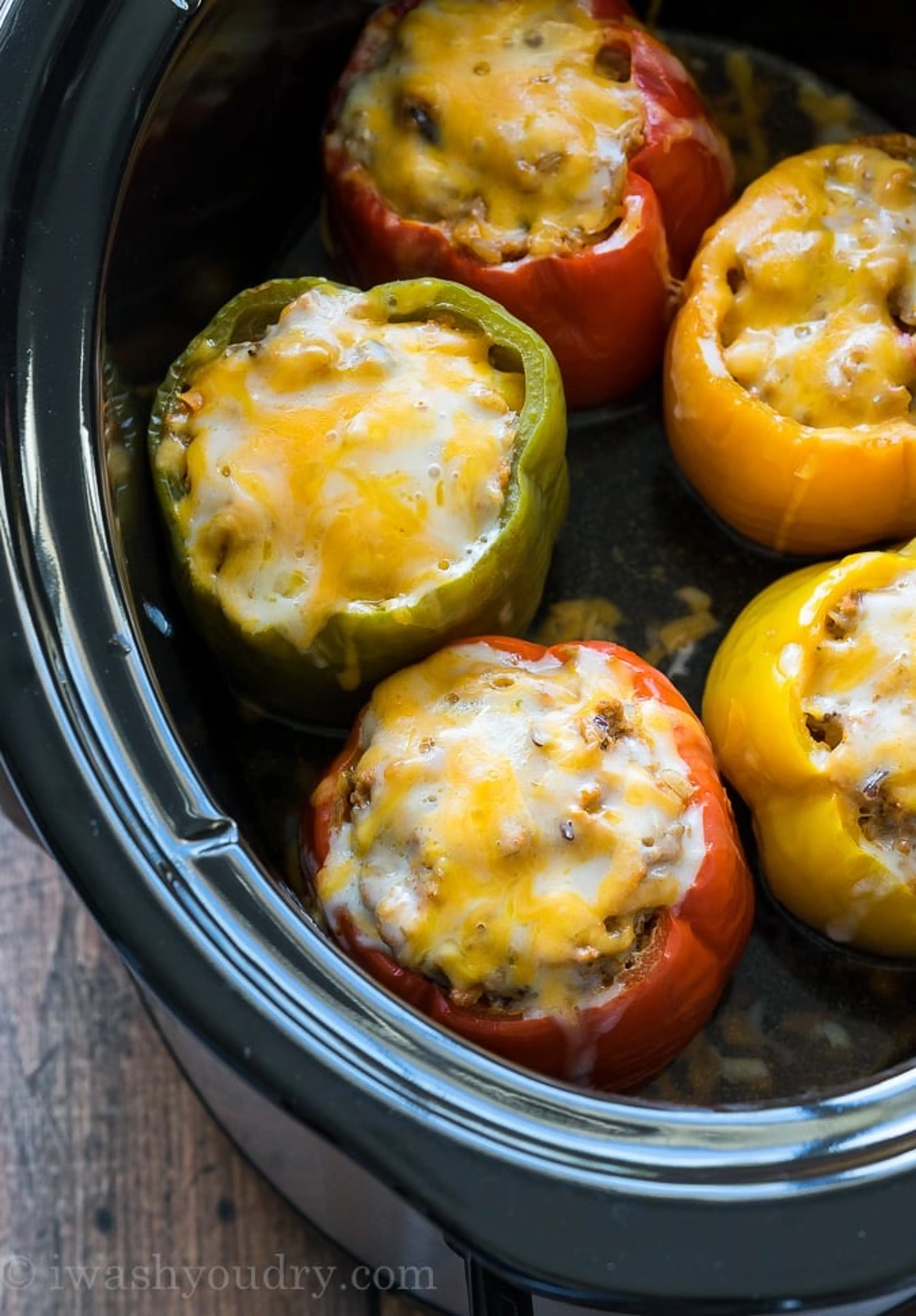 Slow Cooker Steakhouse Stuffed Peppers
