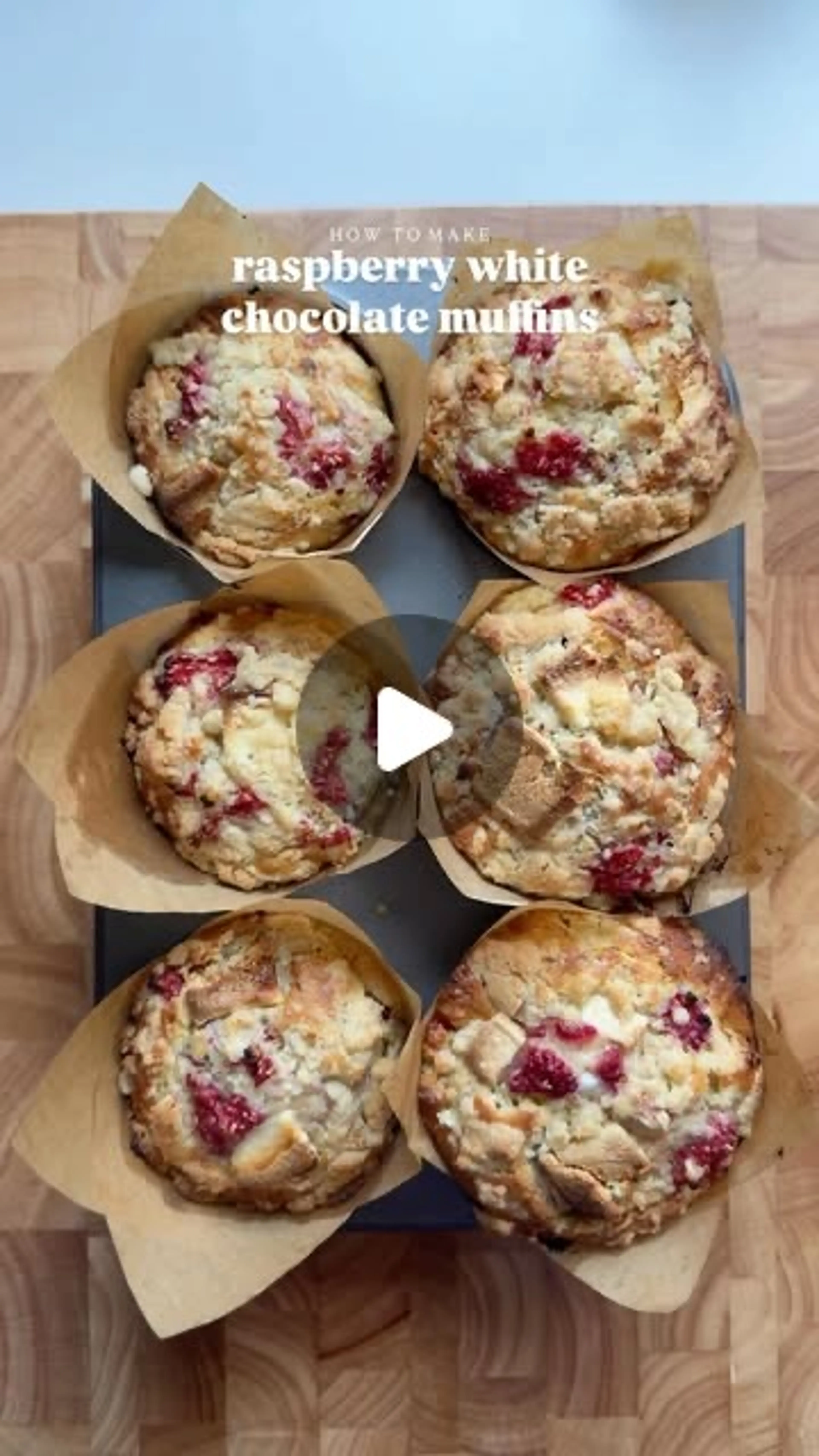 Bakery-style Raspberry White Chocolate Muffins