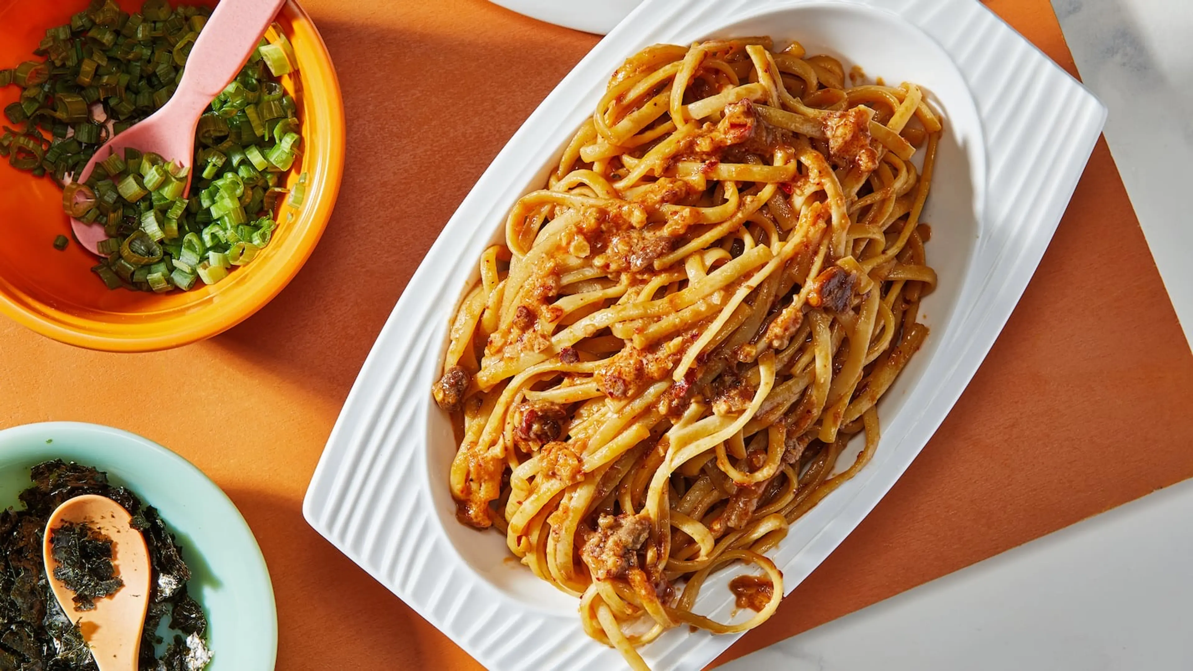 Miso-Parmesan Pasta With Chili Crisp