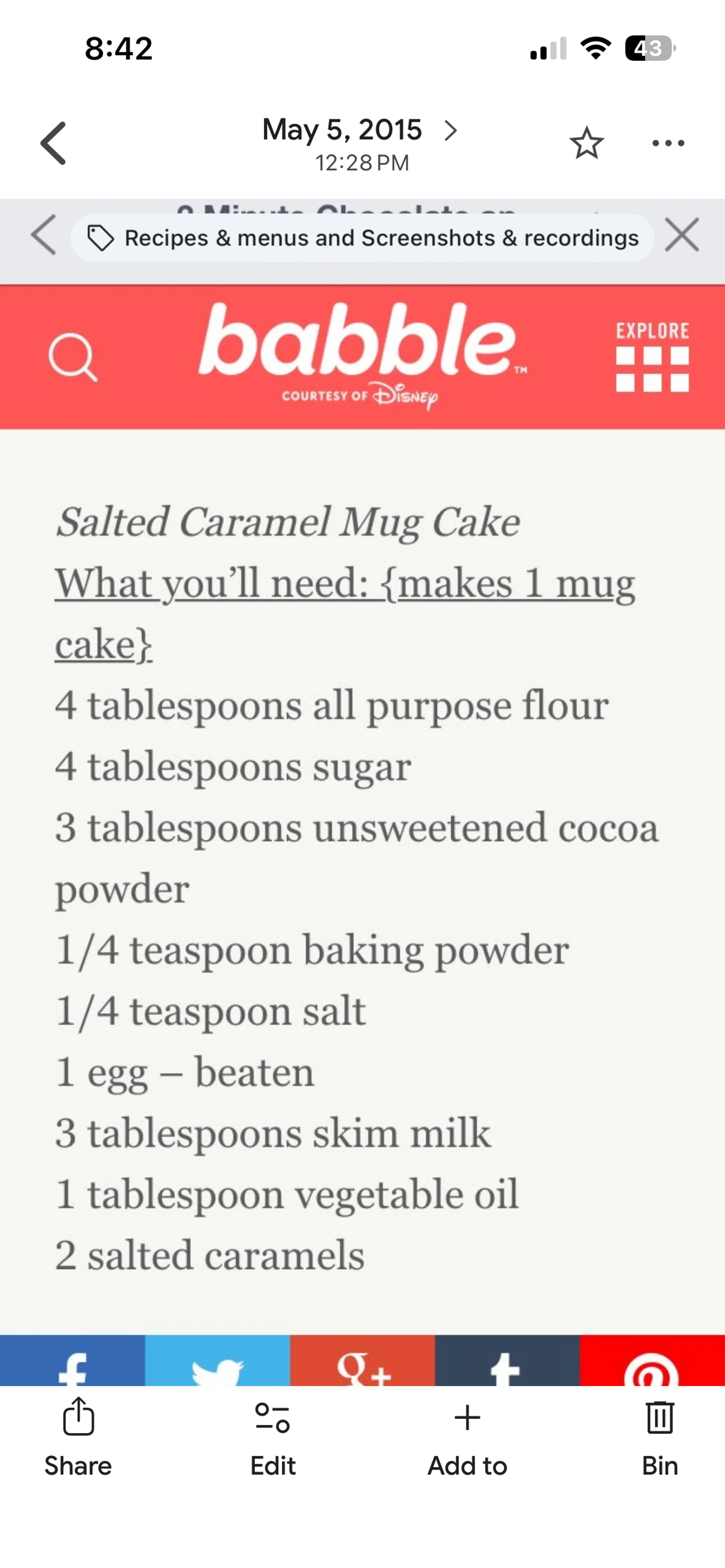 Salted Caramel Mug Cake