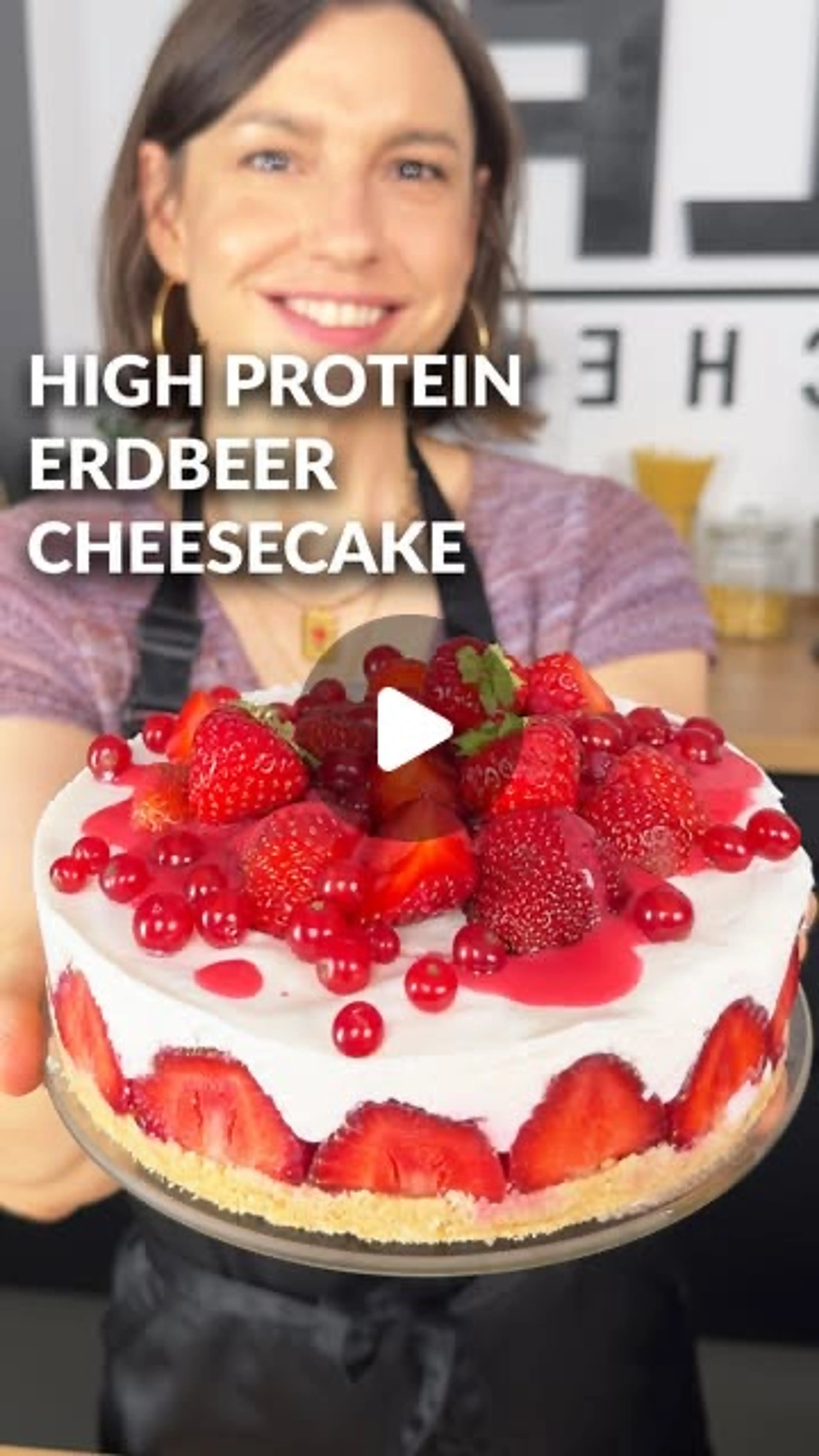 Proteinreicher Erdbeer-cheesecake (ohne Backen