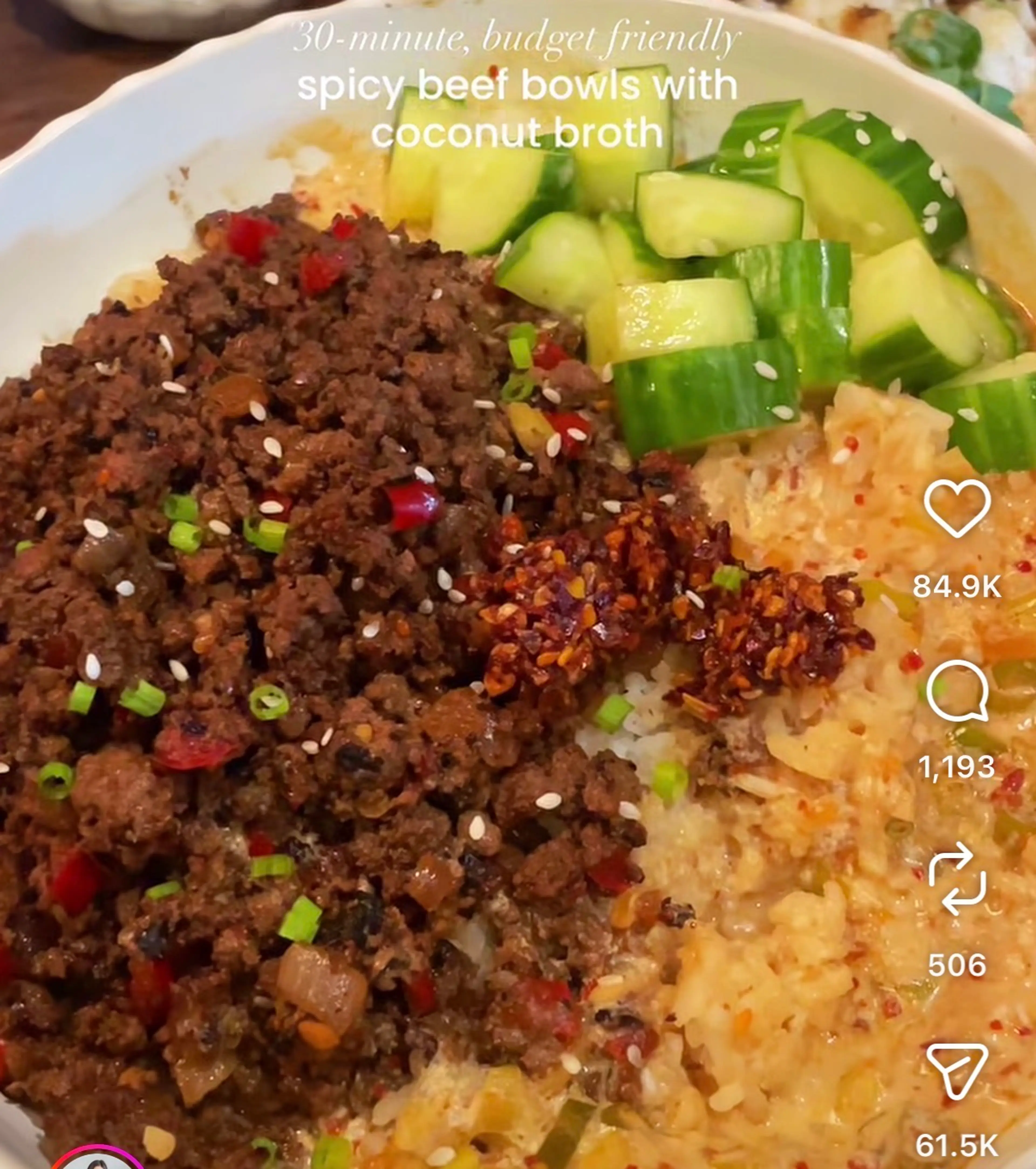 Spicy Coconut Beef Bowls