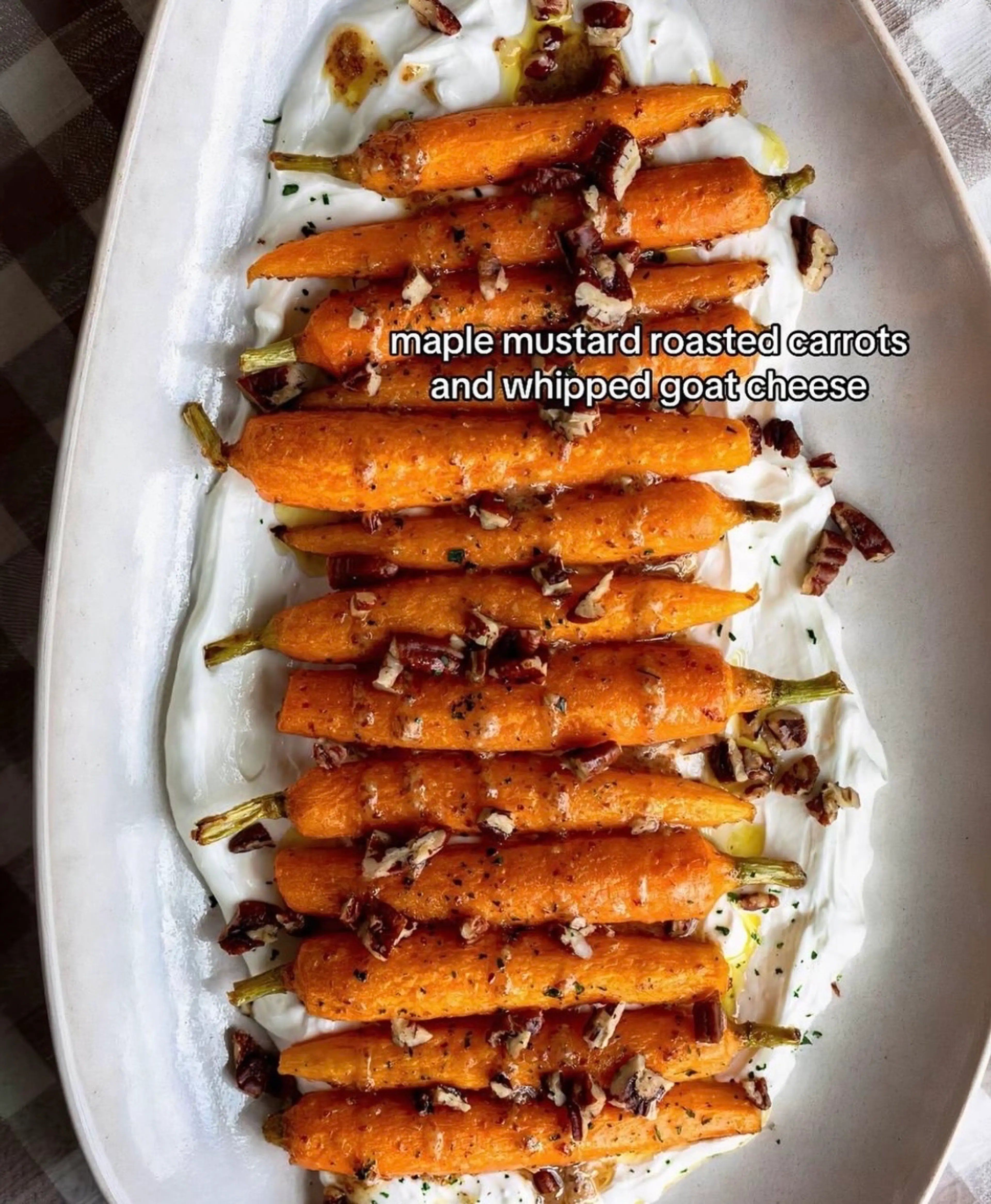 Maple Mustard Roasted Carrots With Whipped Goat Cheese