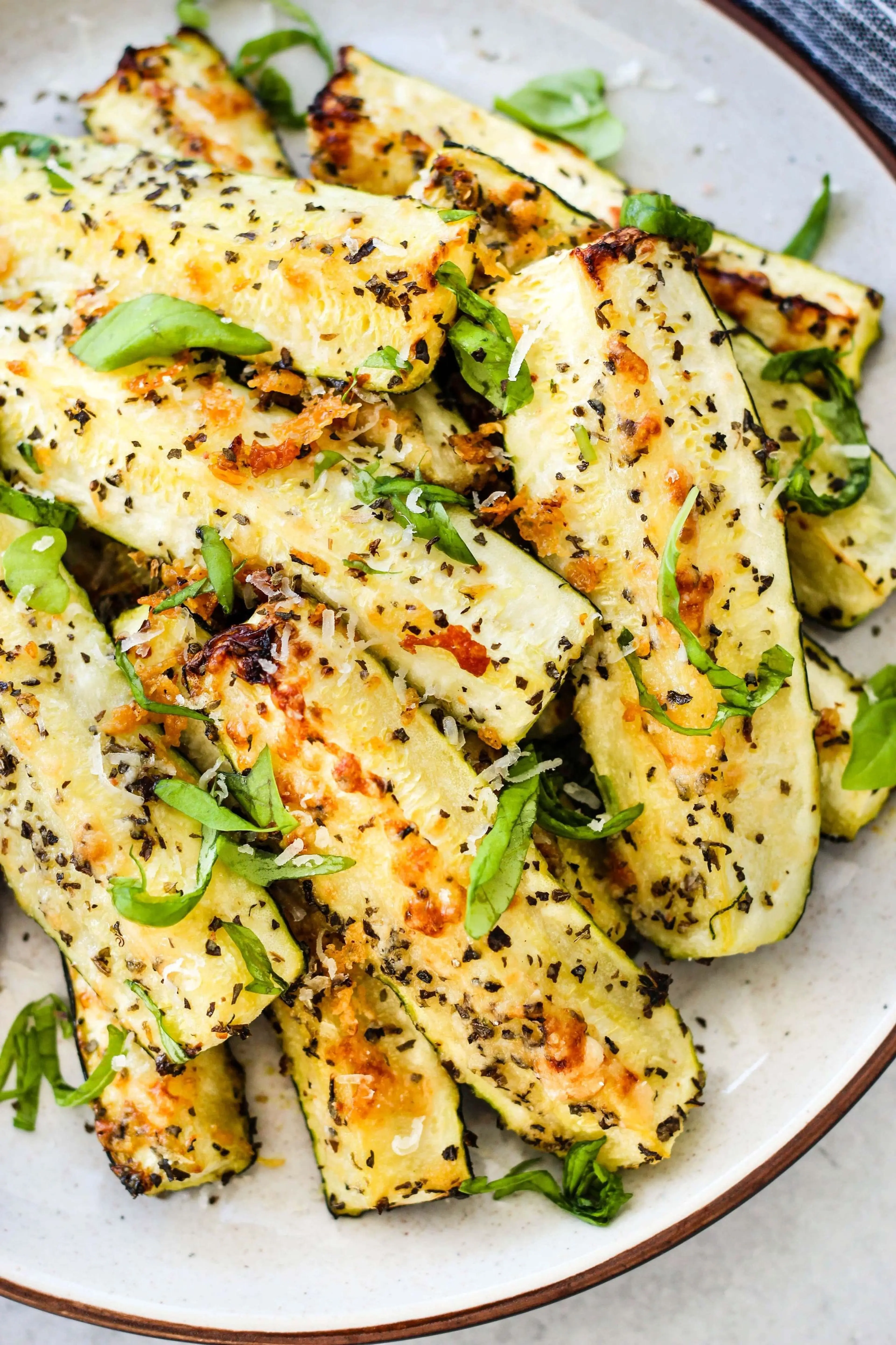 Easy Roasted Zucchini With Parmesan & Basil