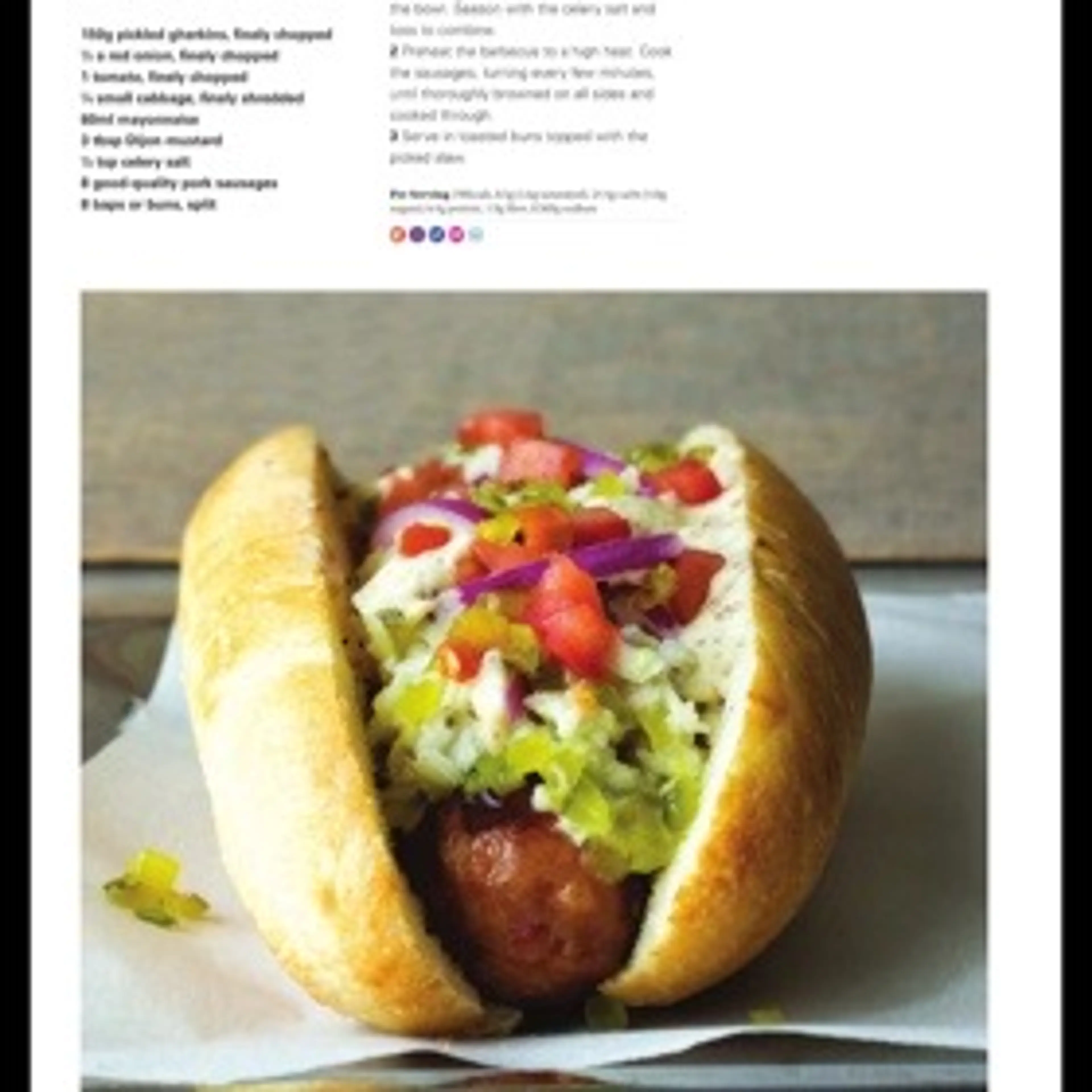 Loaded sausages with pickled slaw