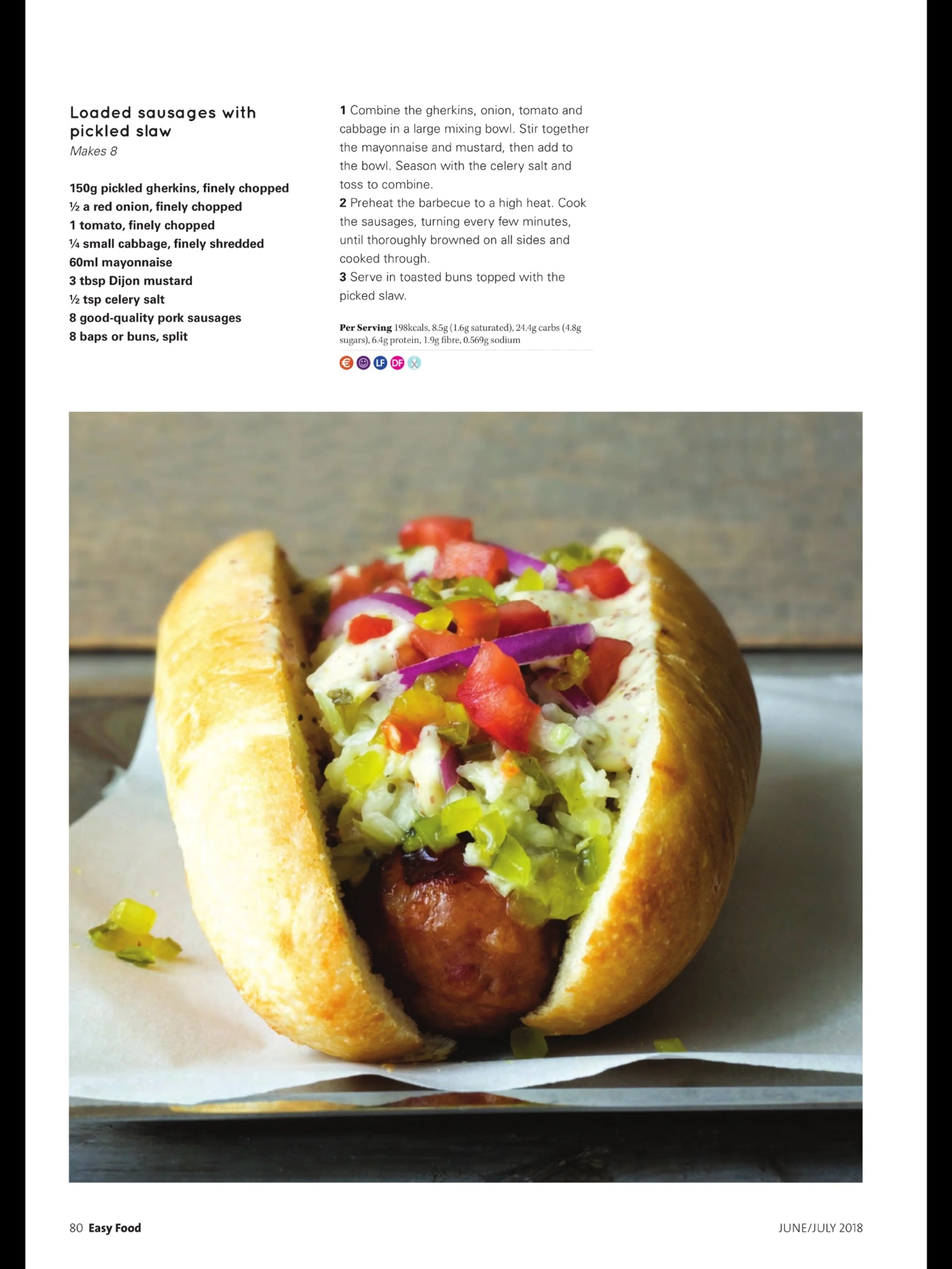 Loaded sausages with pickled slaw