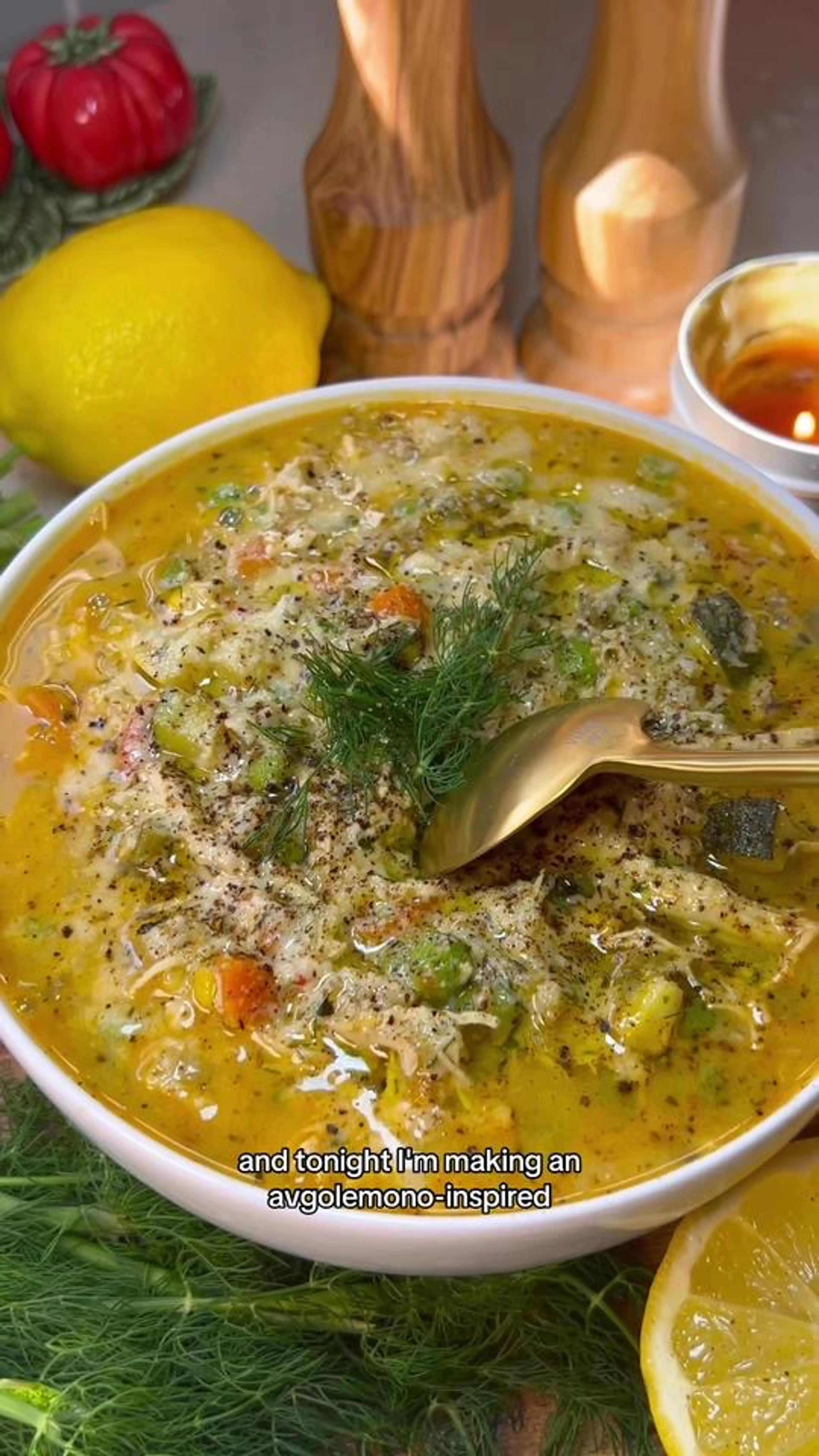 Avgolemono-inspired Summer Soup with Leeks, Zucchini, Roaste