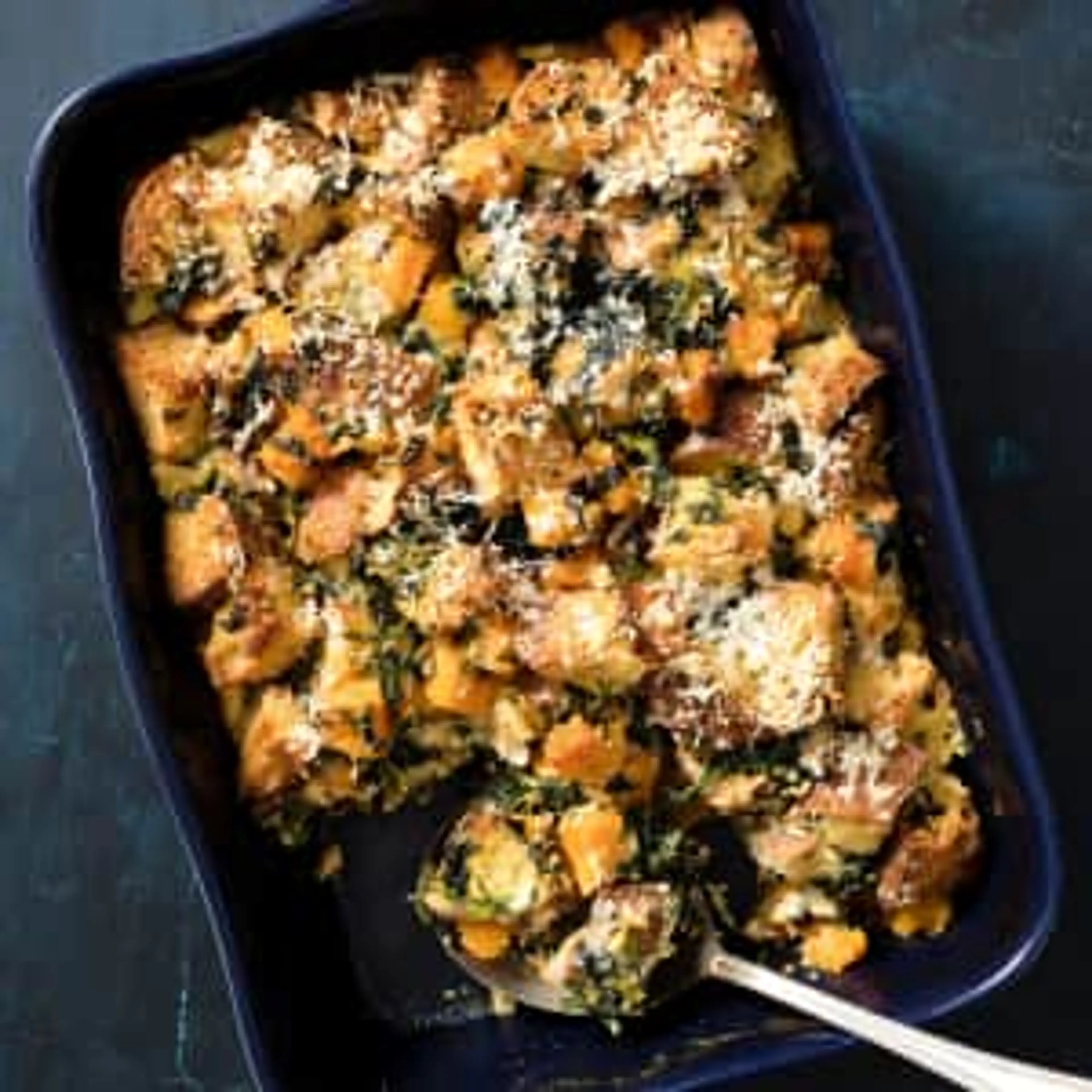 Butternut Squash and Spinach Bread Pudding