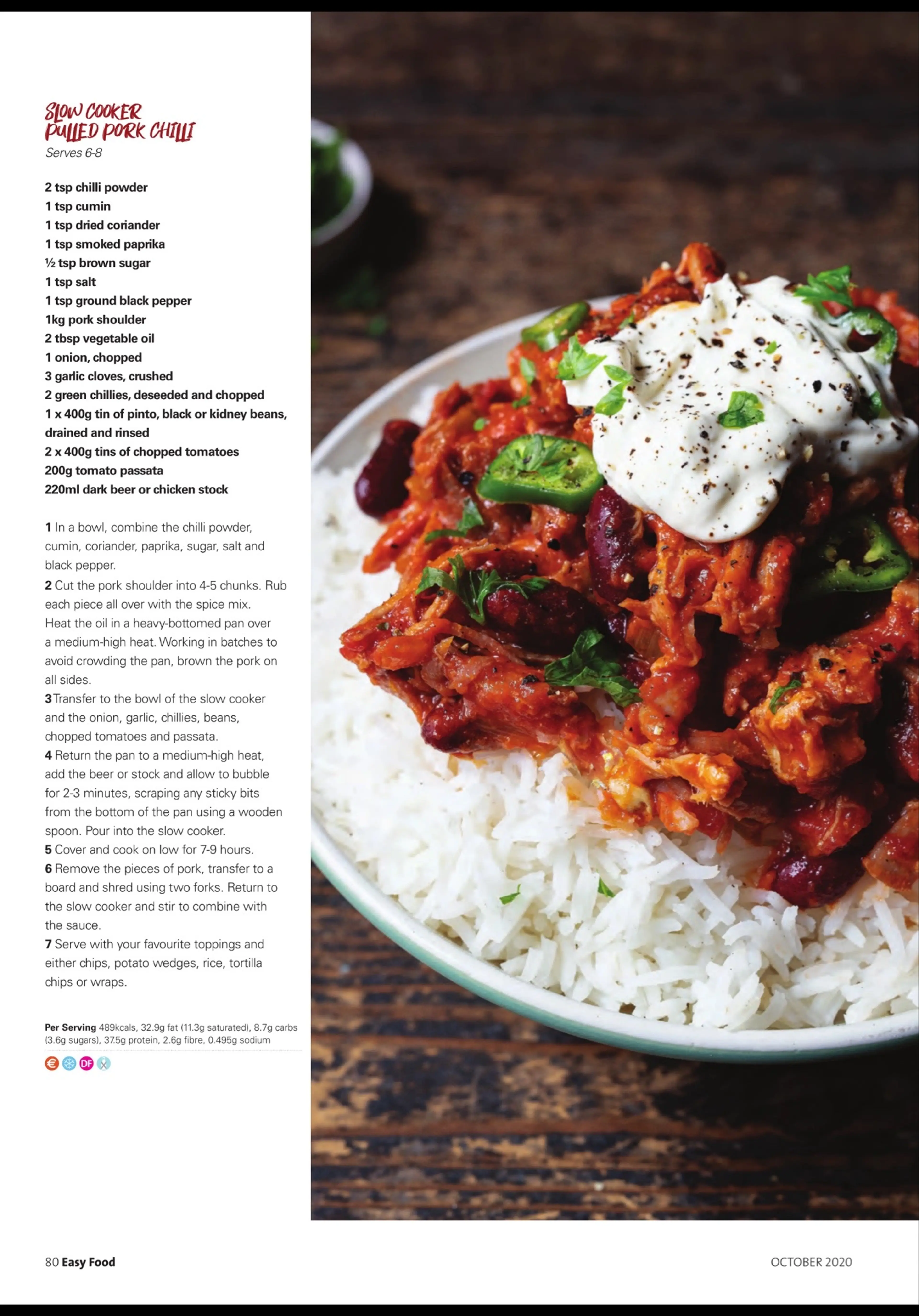 SLOW COOKER PULLED PORK CHILLI