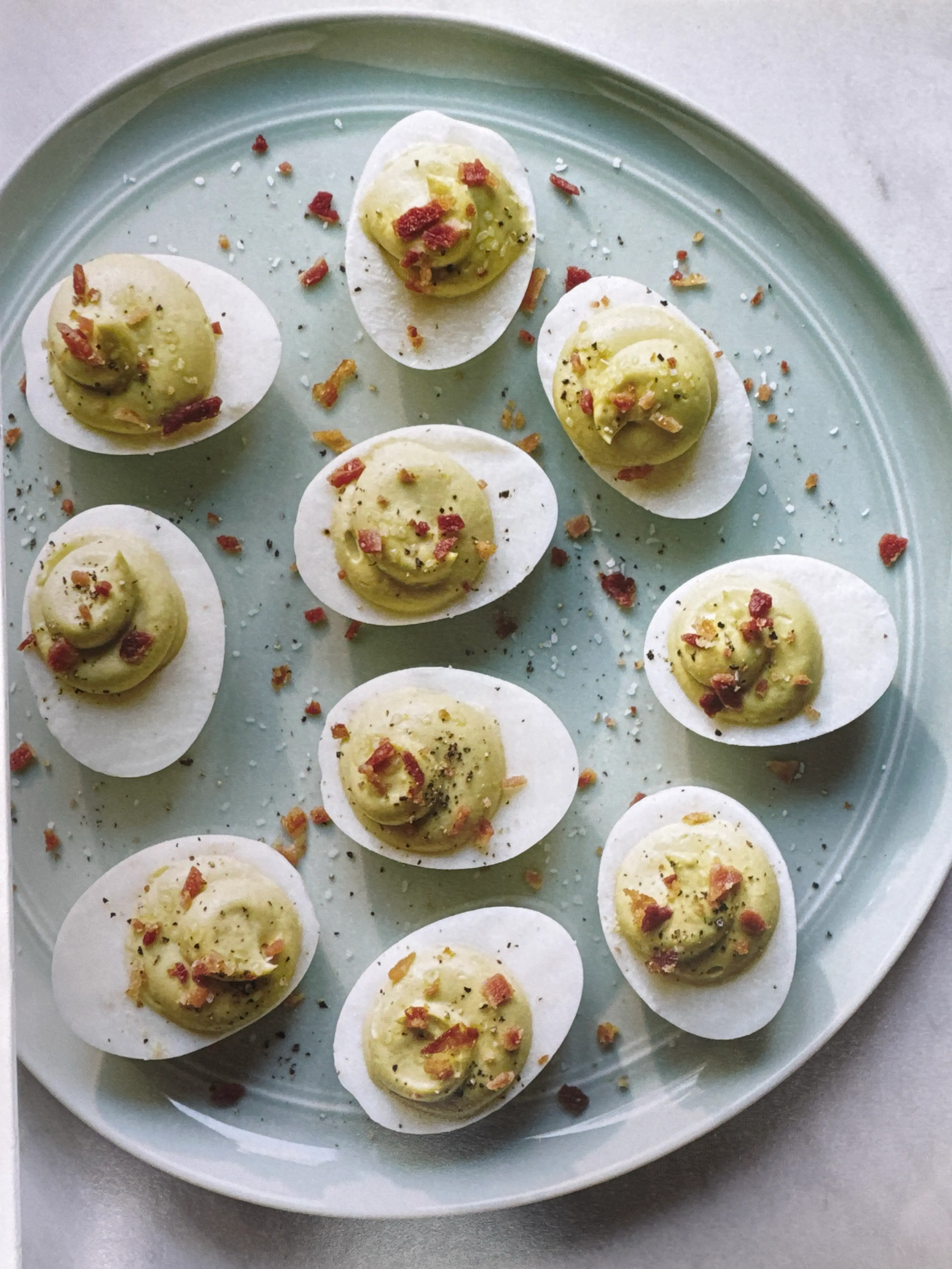 angel-ed eggs (avocado deviled eggs)