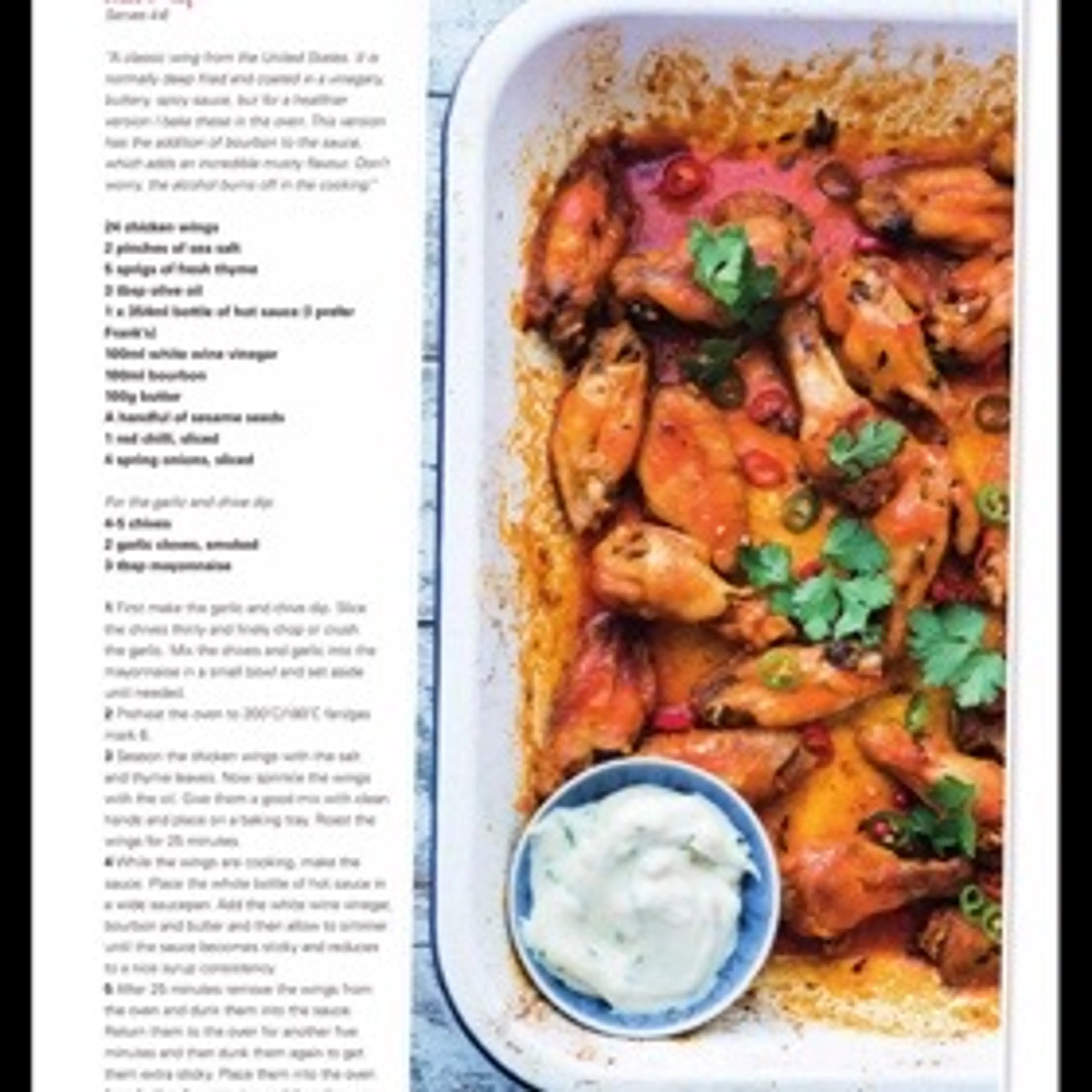 Buffalo Chicken Wings With A Smoked Garlic And Chive Dip