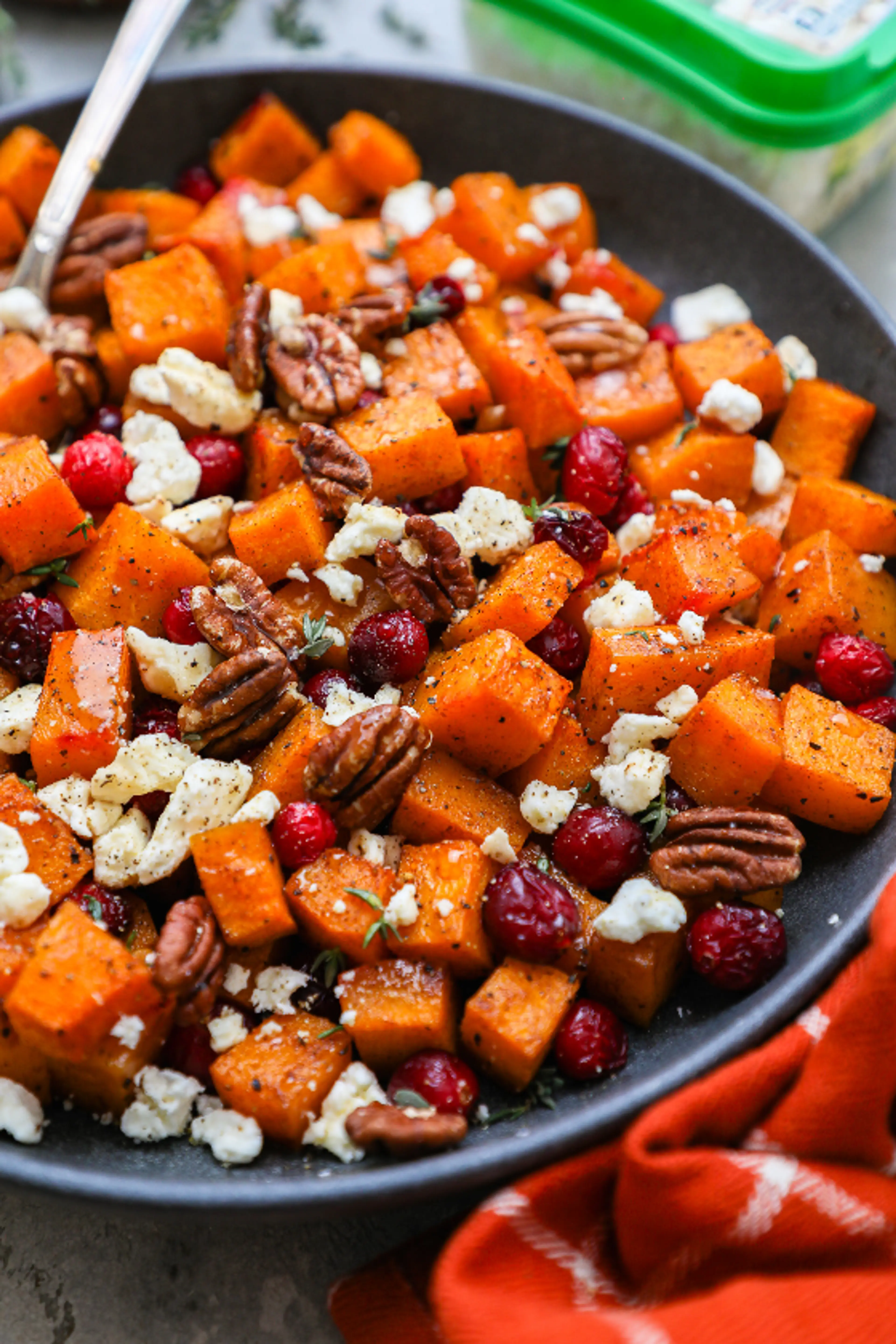 Maple Roasted Butternut Squash with Cranberries & Feta
