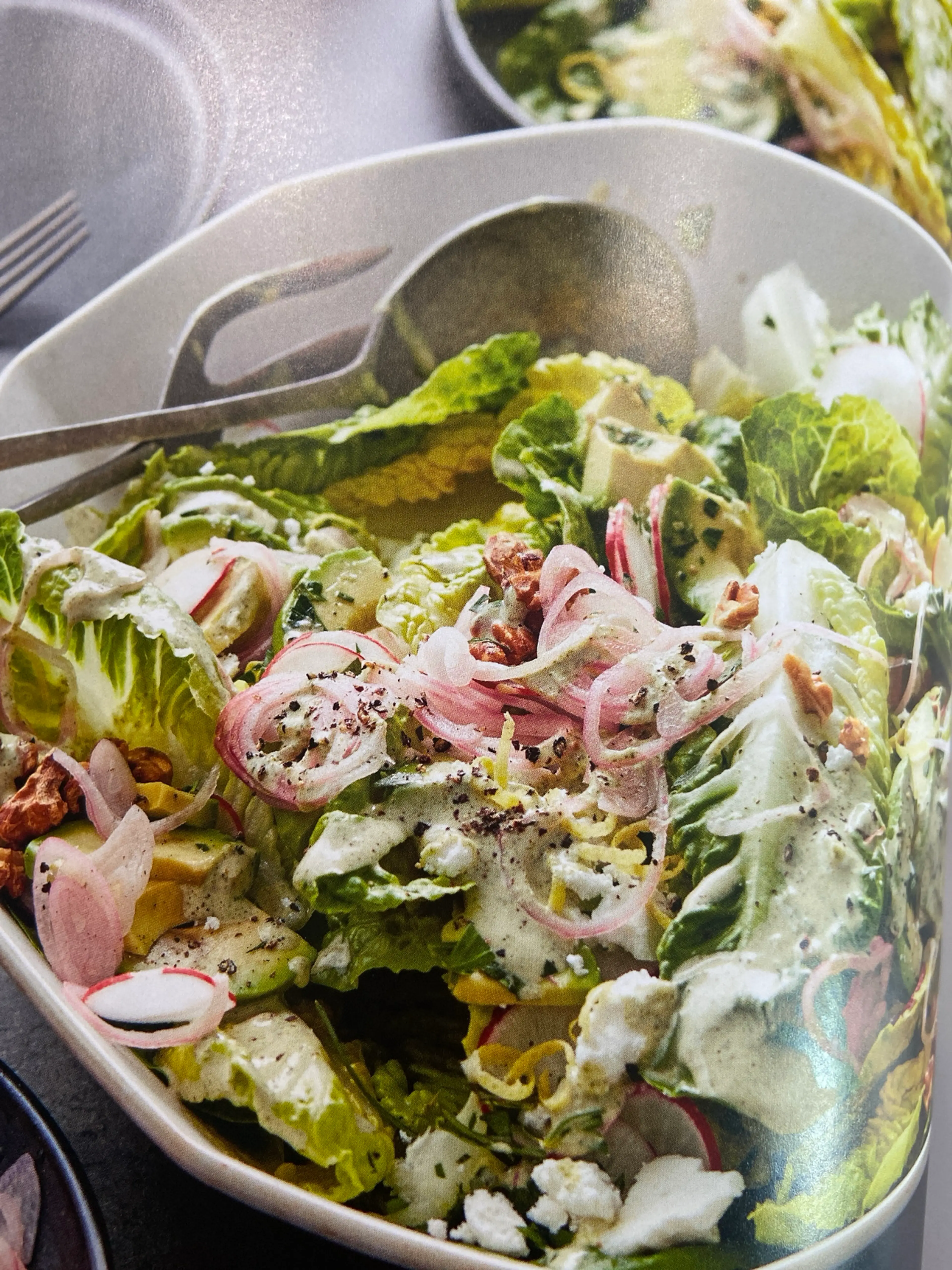 Gem Lettuce Salad WITH QUICK-PICKLED SHALLOTS