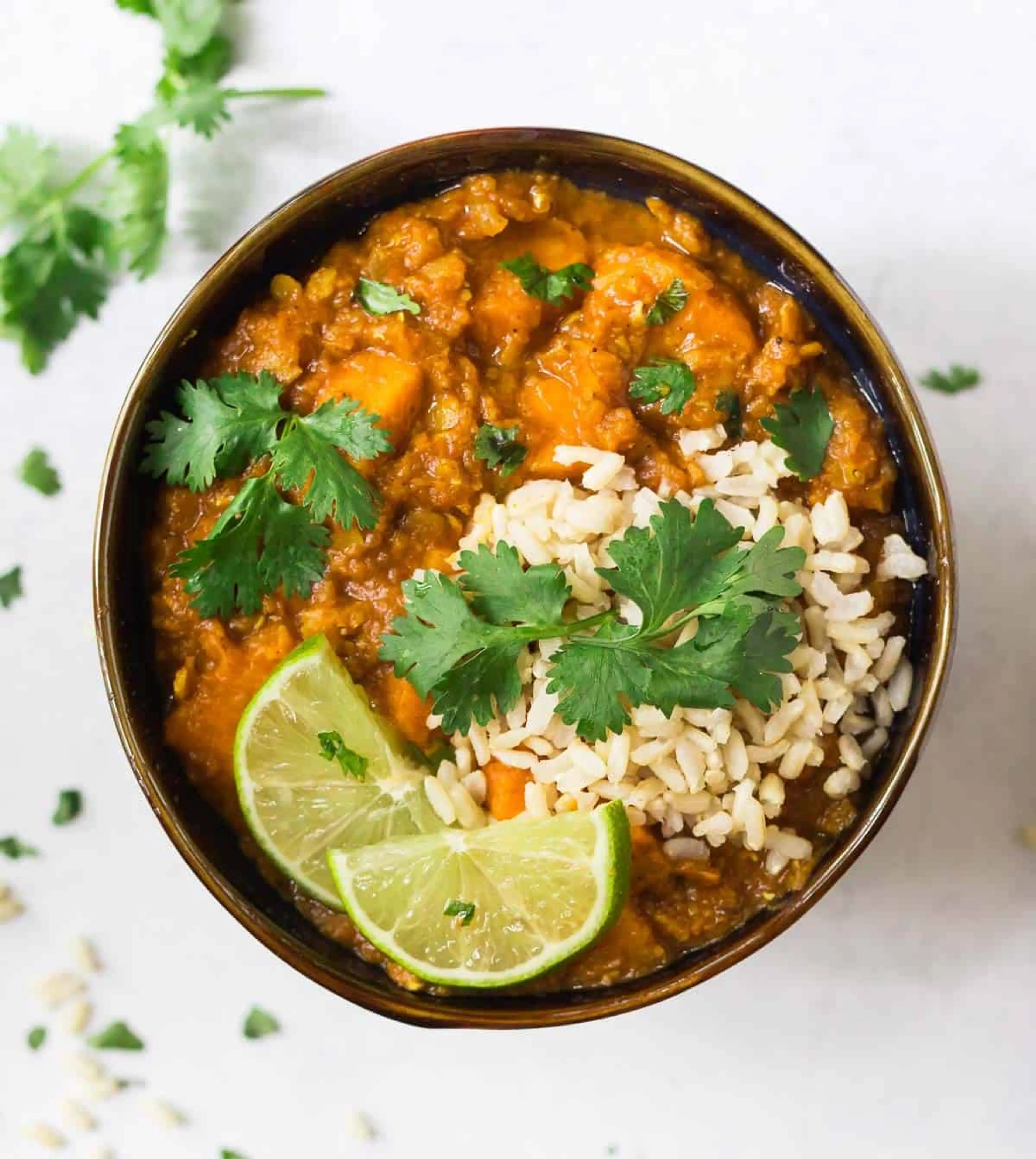 Slow Cooker Red Lentil Curry with Sweet Potatoes