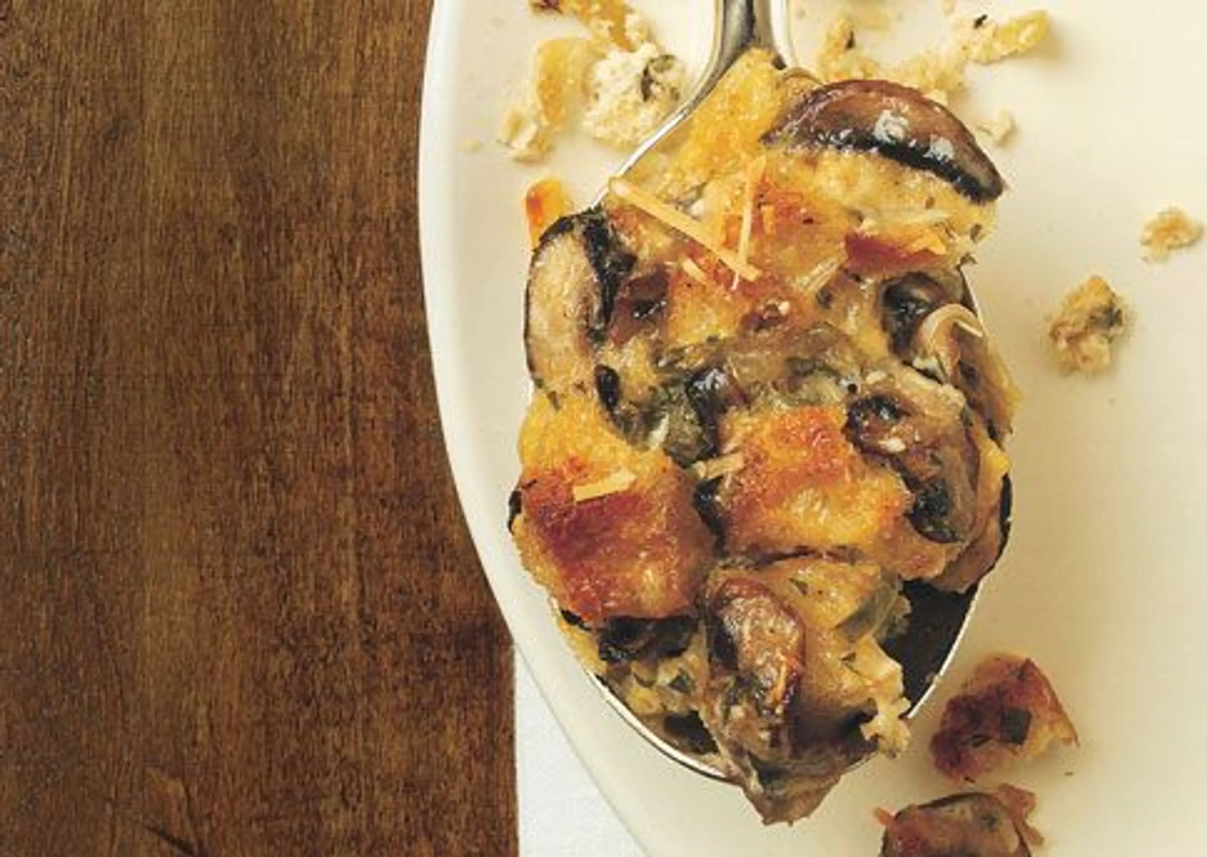 Savory Bread Pudding with Mushrooms and Parmesan Cheese