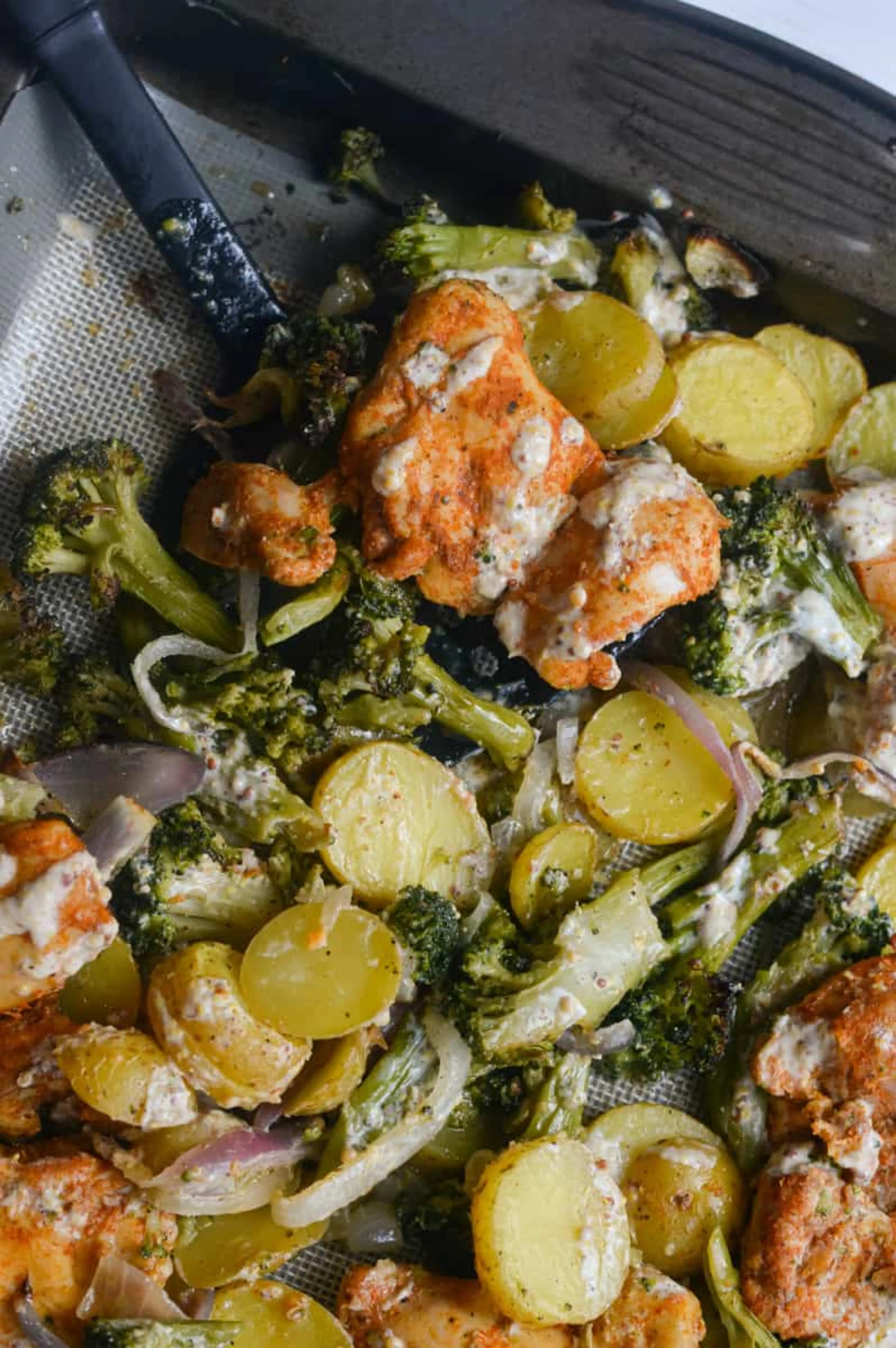 Honey Mustard Chicken Broccoli Potato (Sheet Pan Meal)