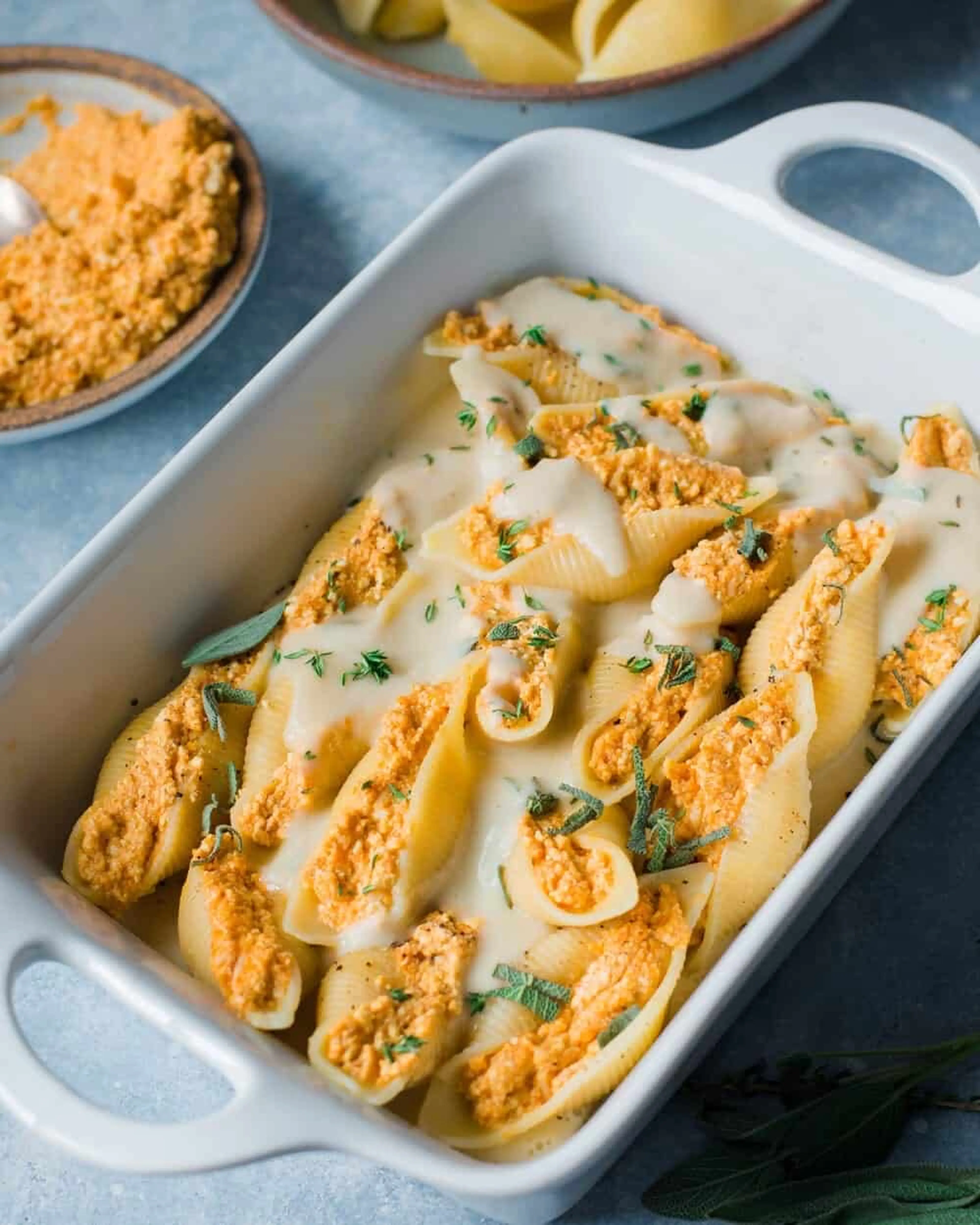 Vegan Pumpkin Ricotta Stuffed Shells