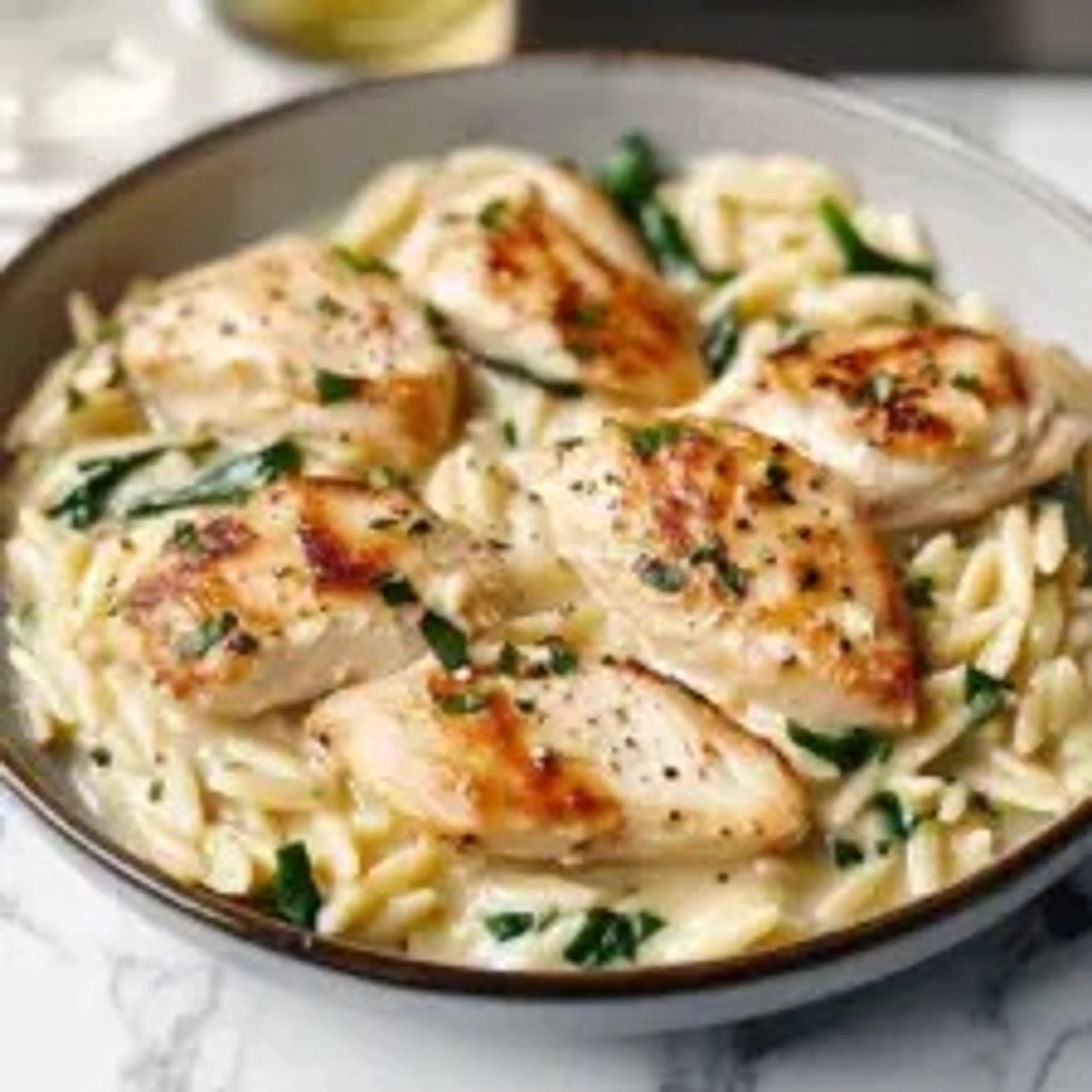 Boursin Orzo with Chicken