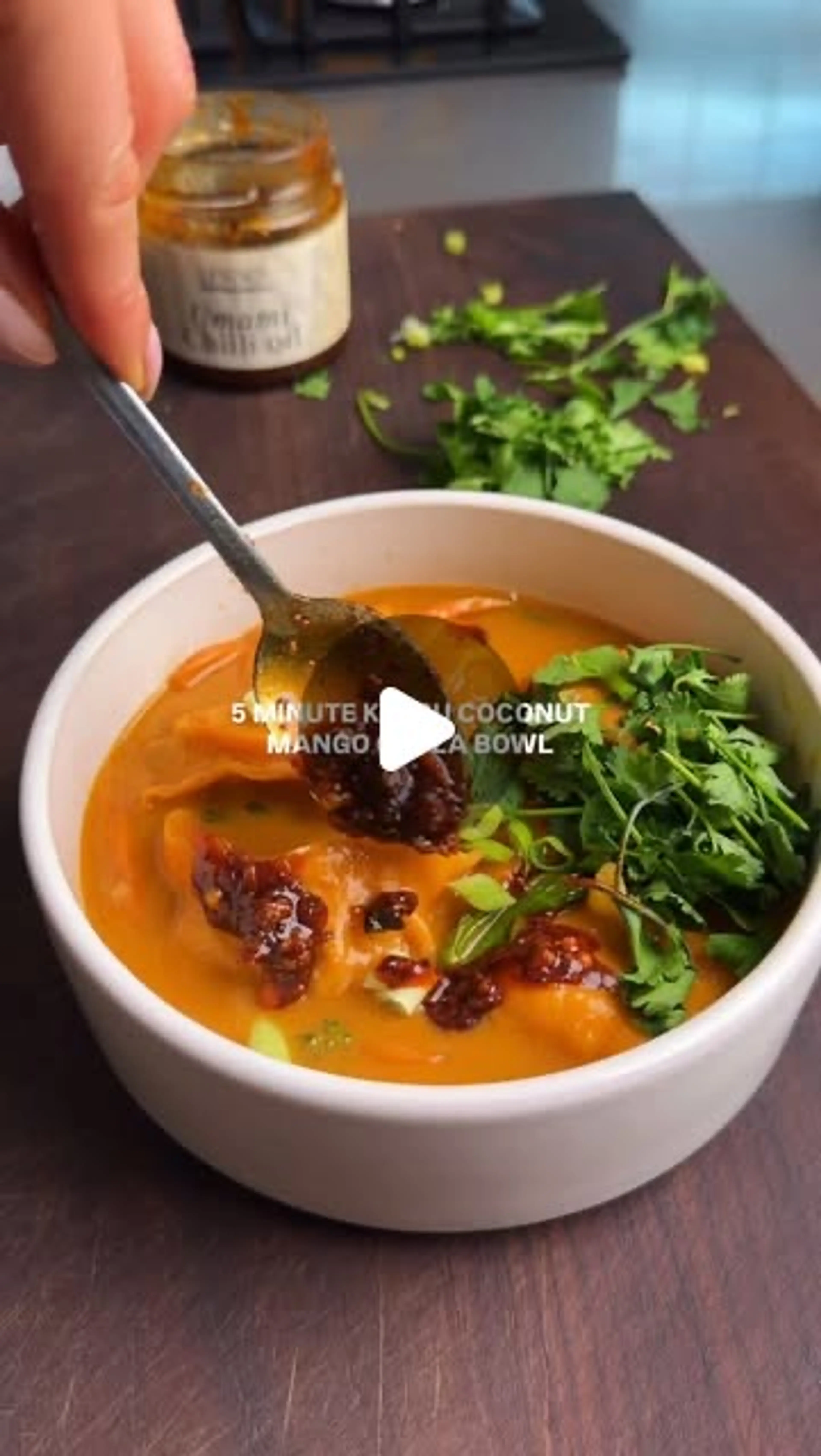 5 Minute Katsu Coconut Mango Gyoza Bowl