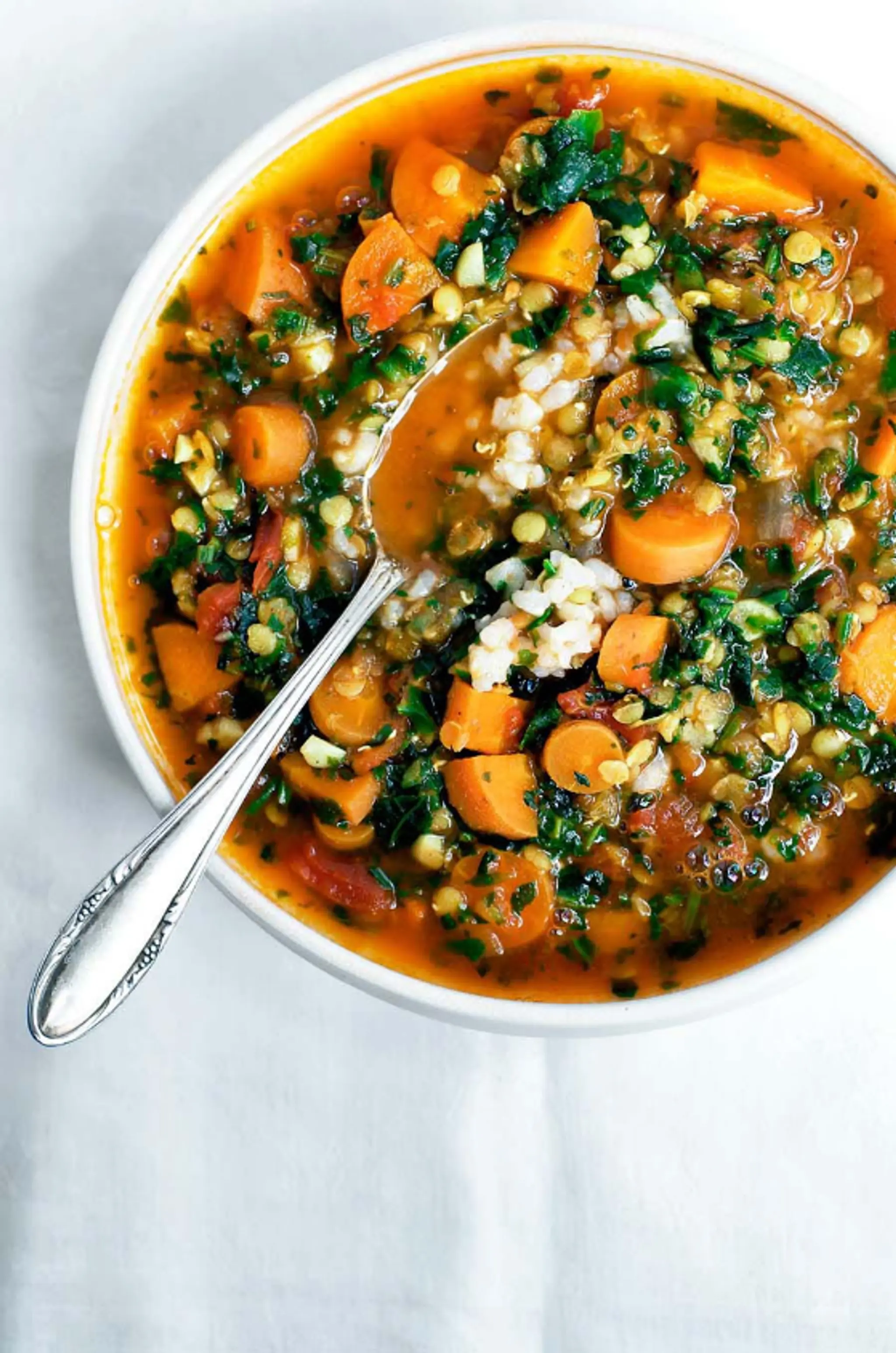 Carrot, Red Lentil, & Spinach Soup