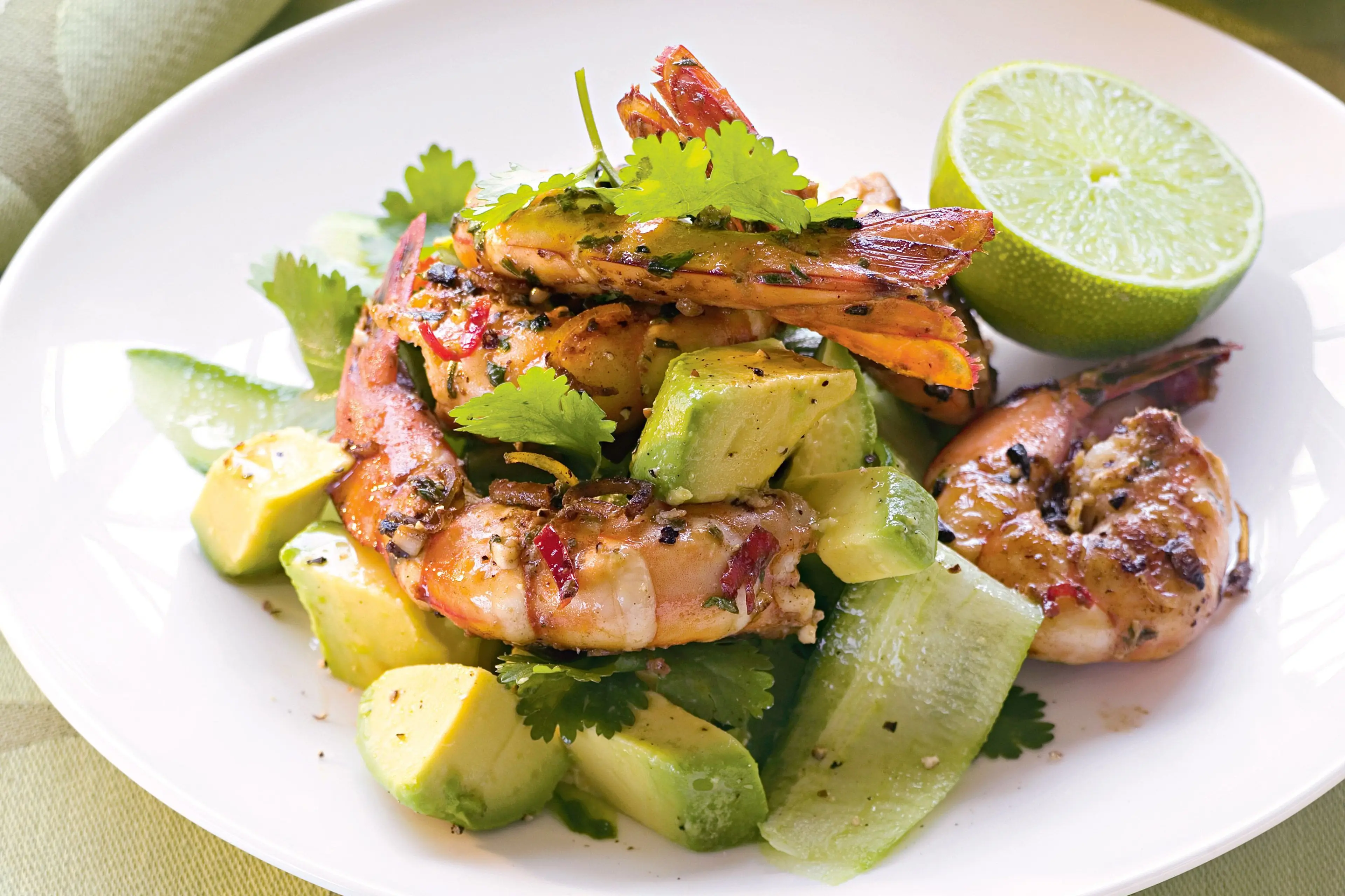 Chilli, lime and coriander prawns