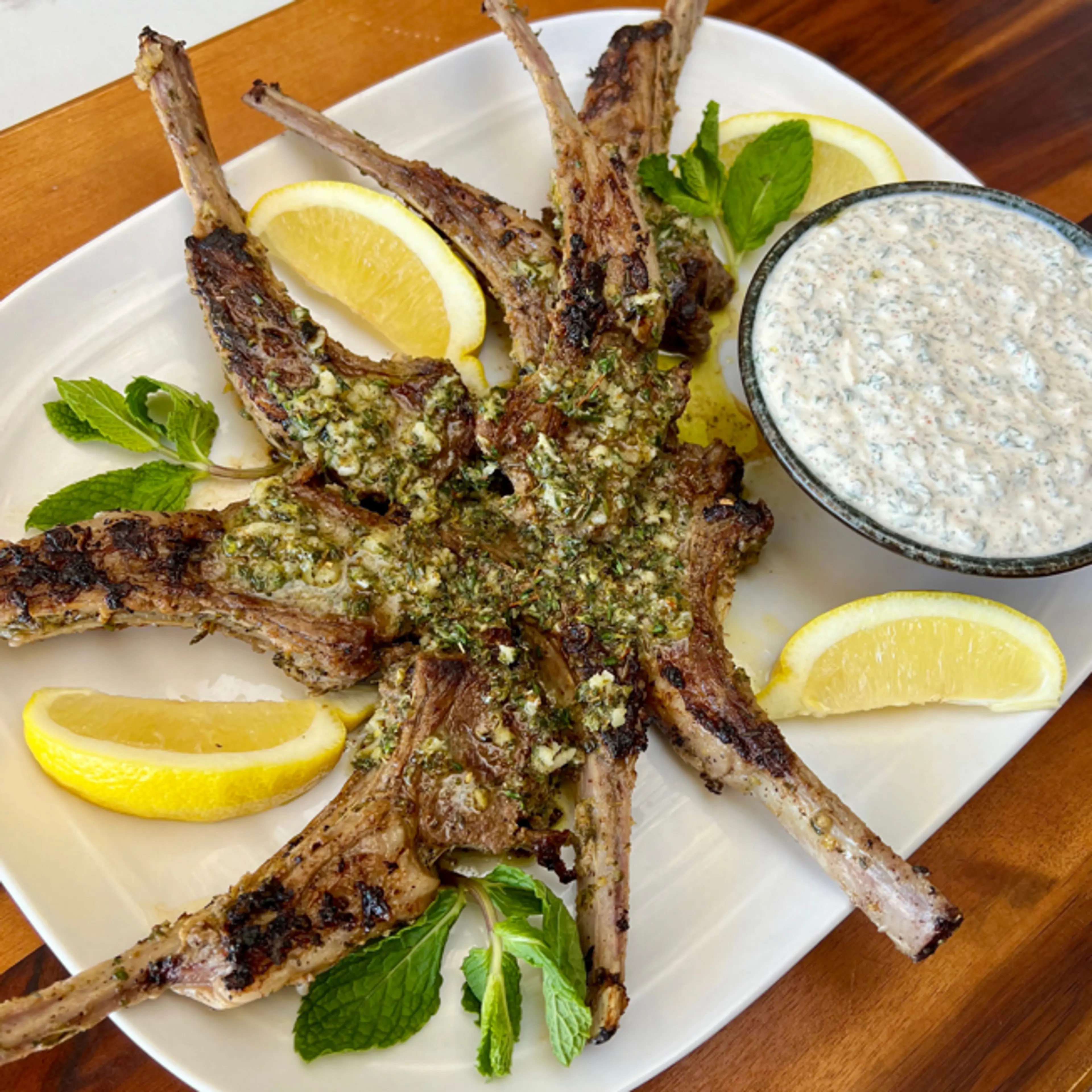 Greek Lamb Chops with Mint Yogurt Sauce