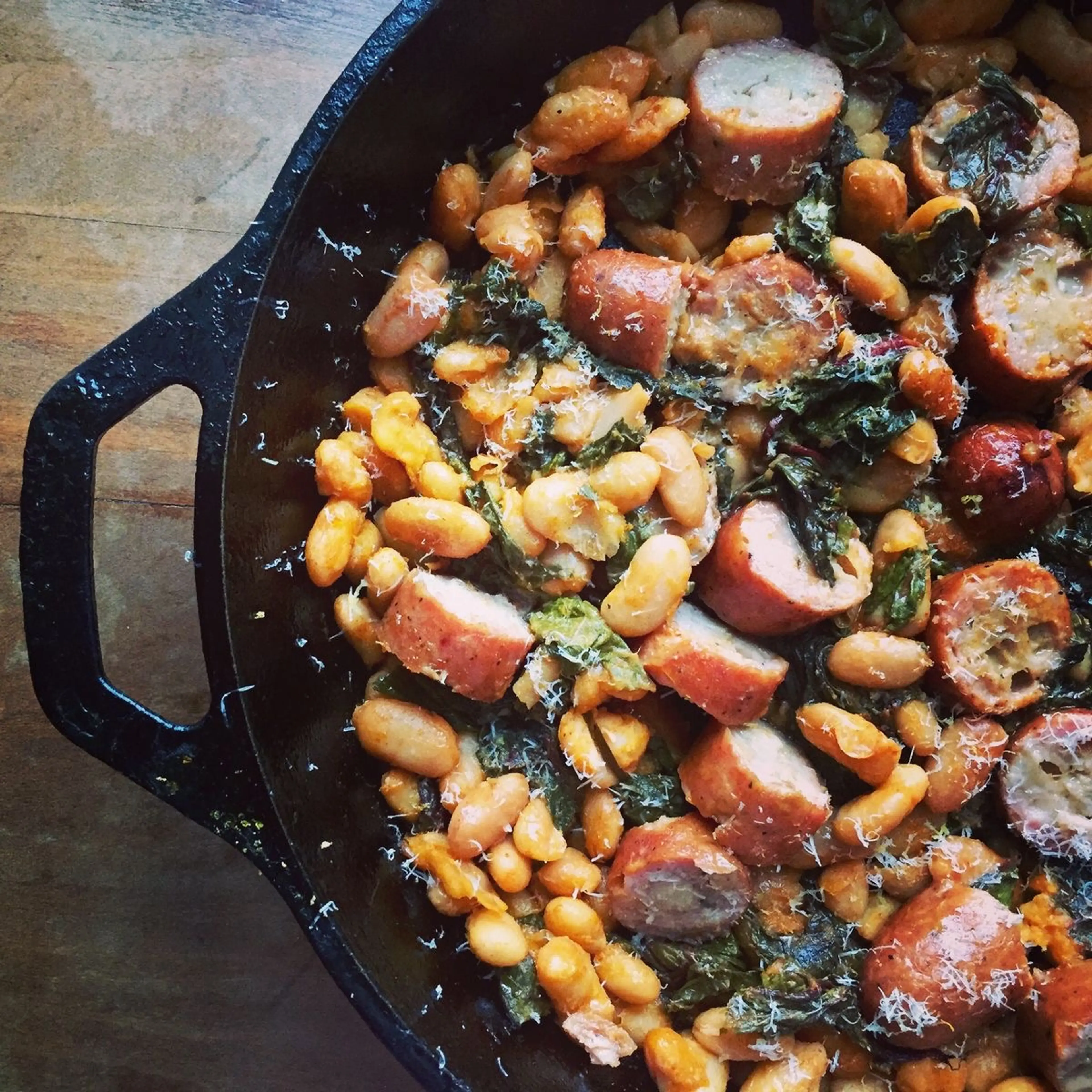 Roasted Sausage, Swiss Chard & Cannellini Beans