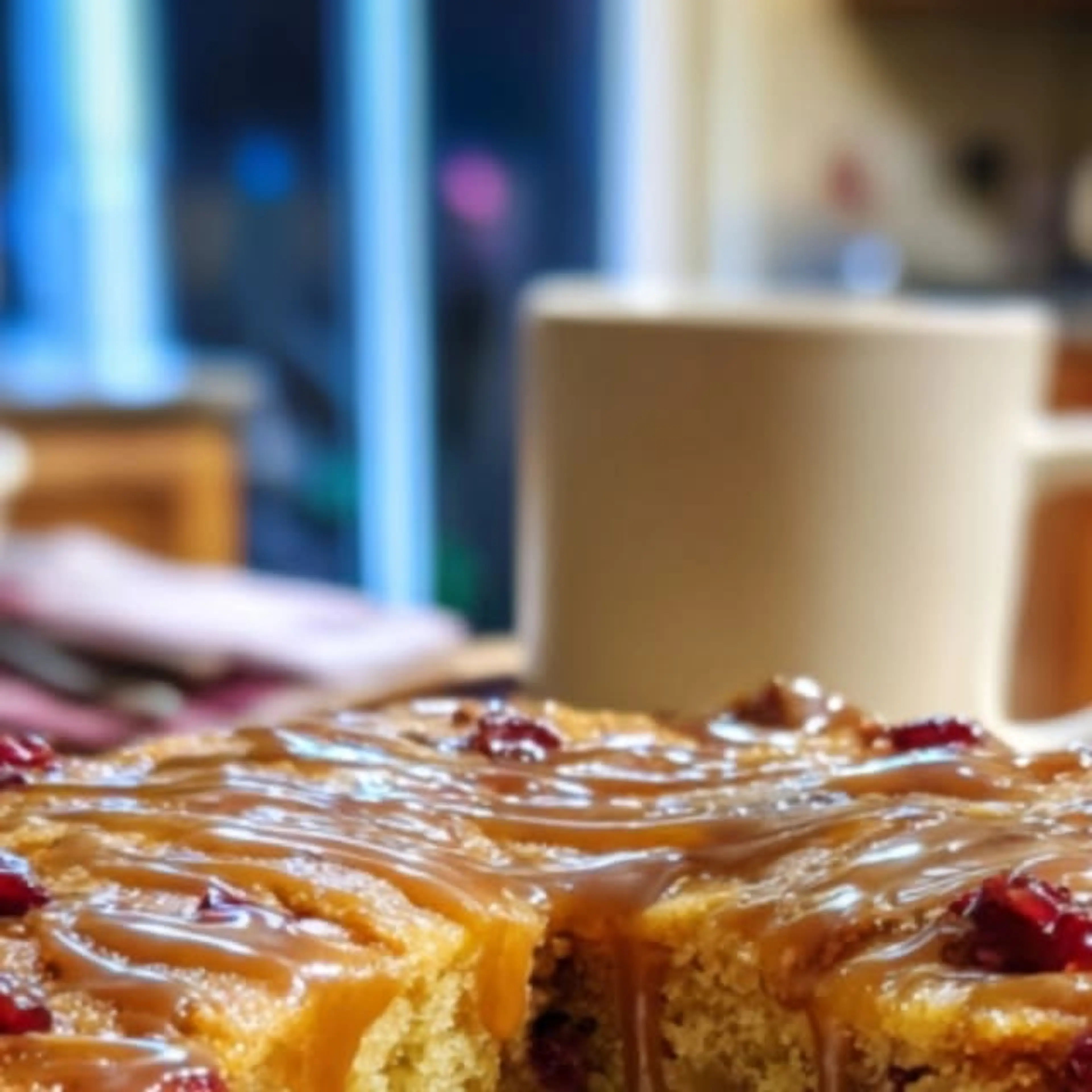 Apple Cranberry Cake with Toffee Drizzle