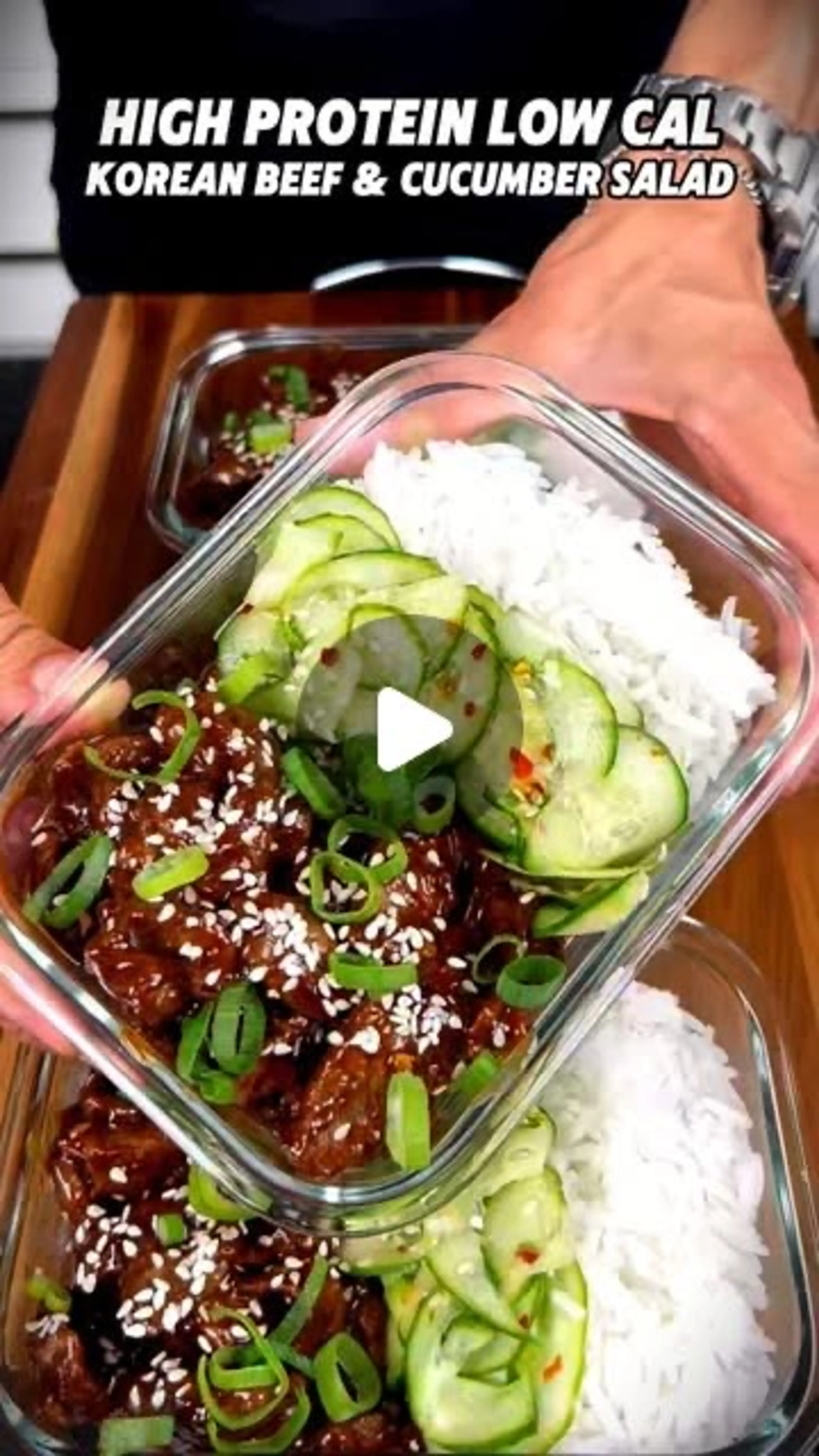 Hot Korean Beef, Rice & Cucumber Salad Bowl