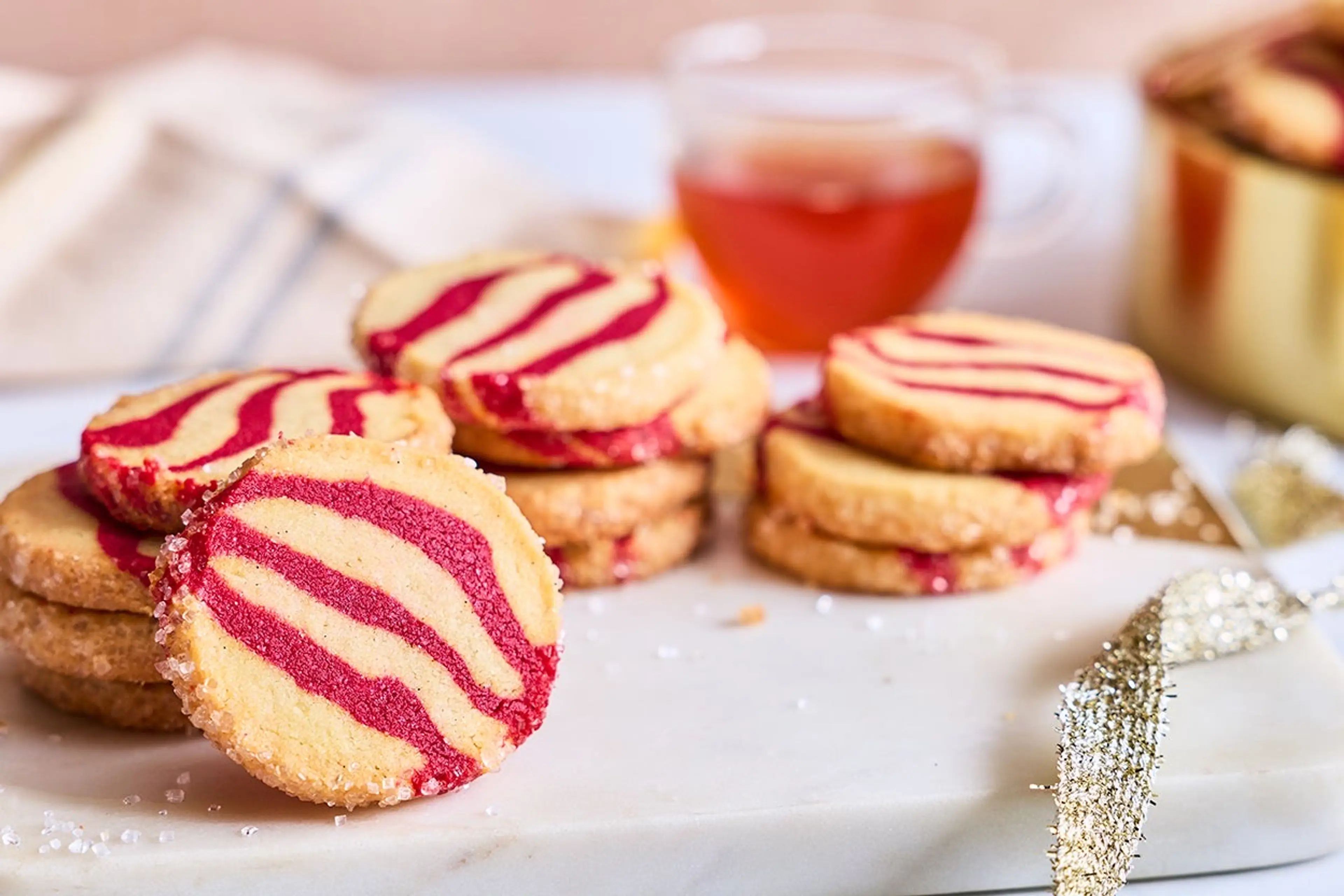 Striped Peppermint Shortbread Cookies